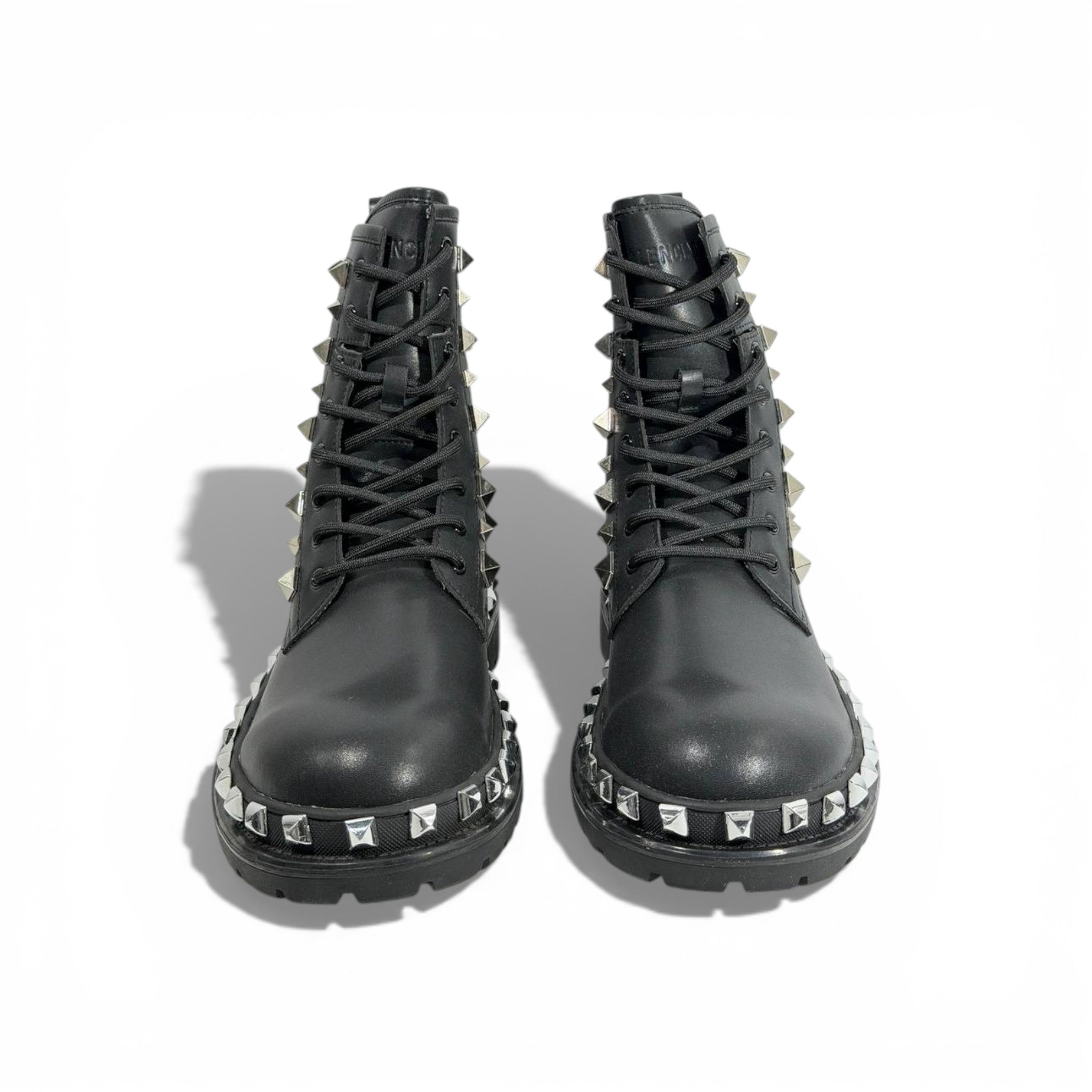 Balenciaga Studded Combat Boots – Black Leather Statement Design