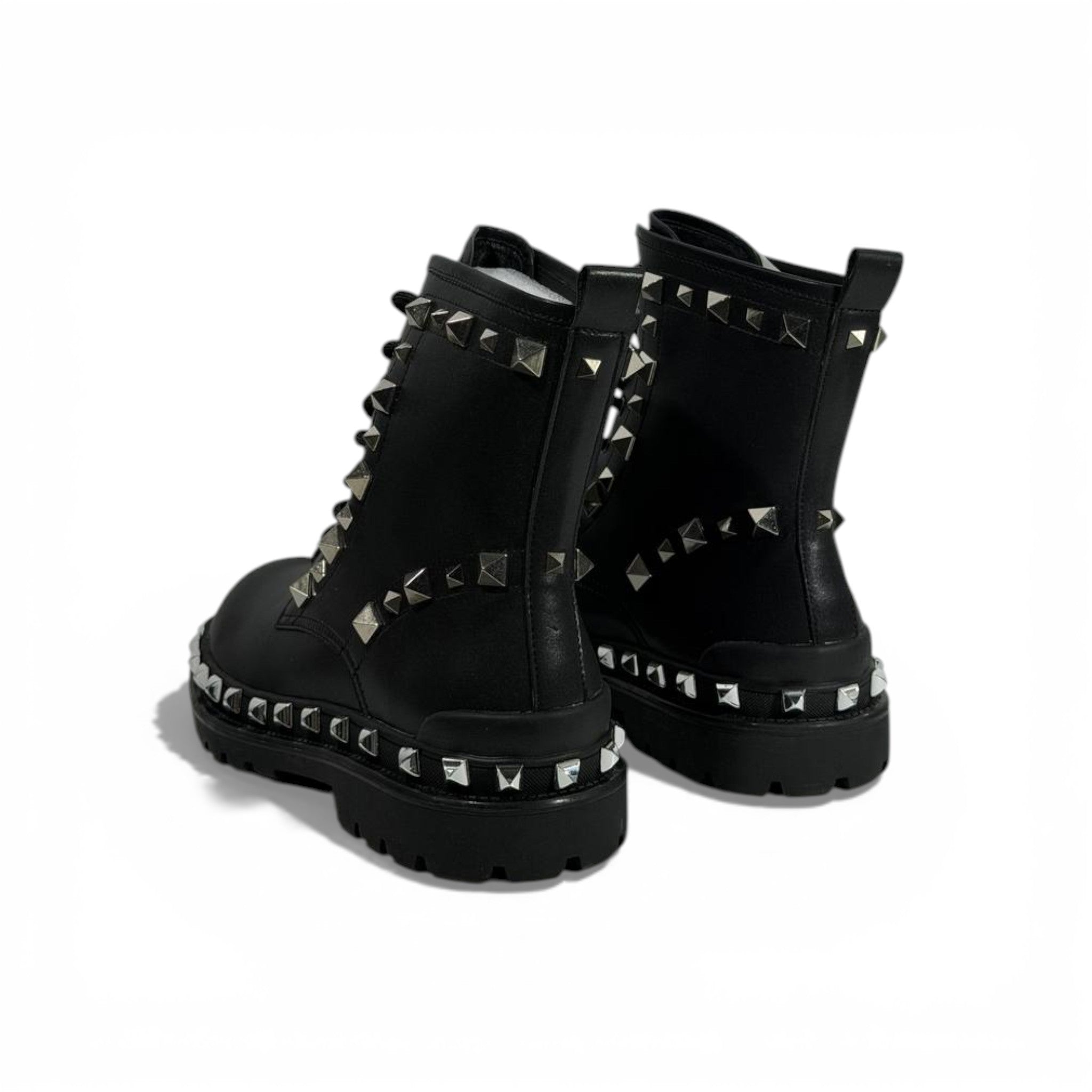 Balenciaga Studded Combat Boots – Black Leather Statement Design