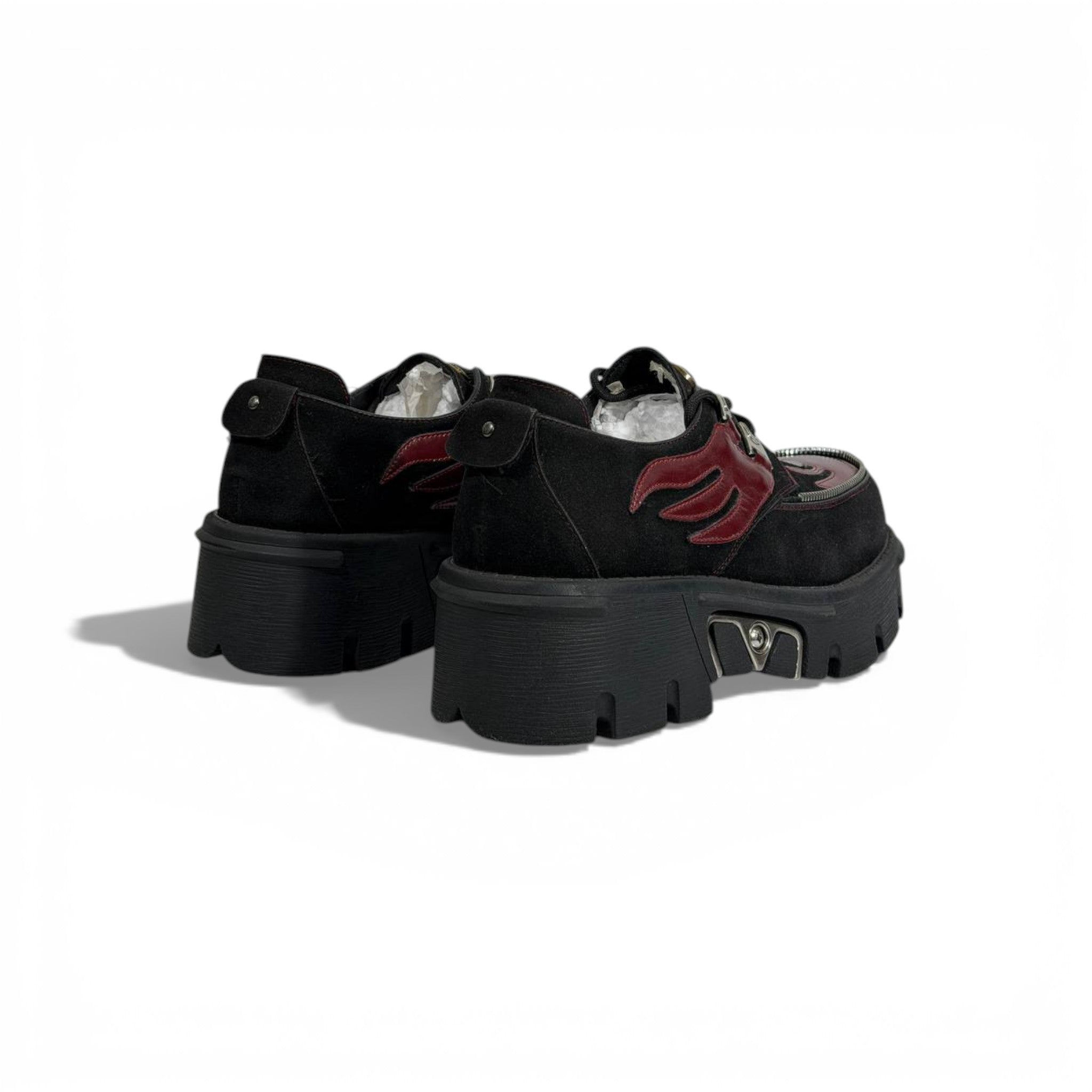New Rock Chunky Platform Shoes – Black & Burgundy Gothic Statement Design