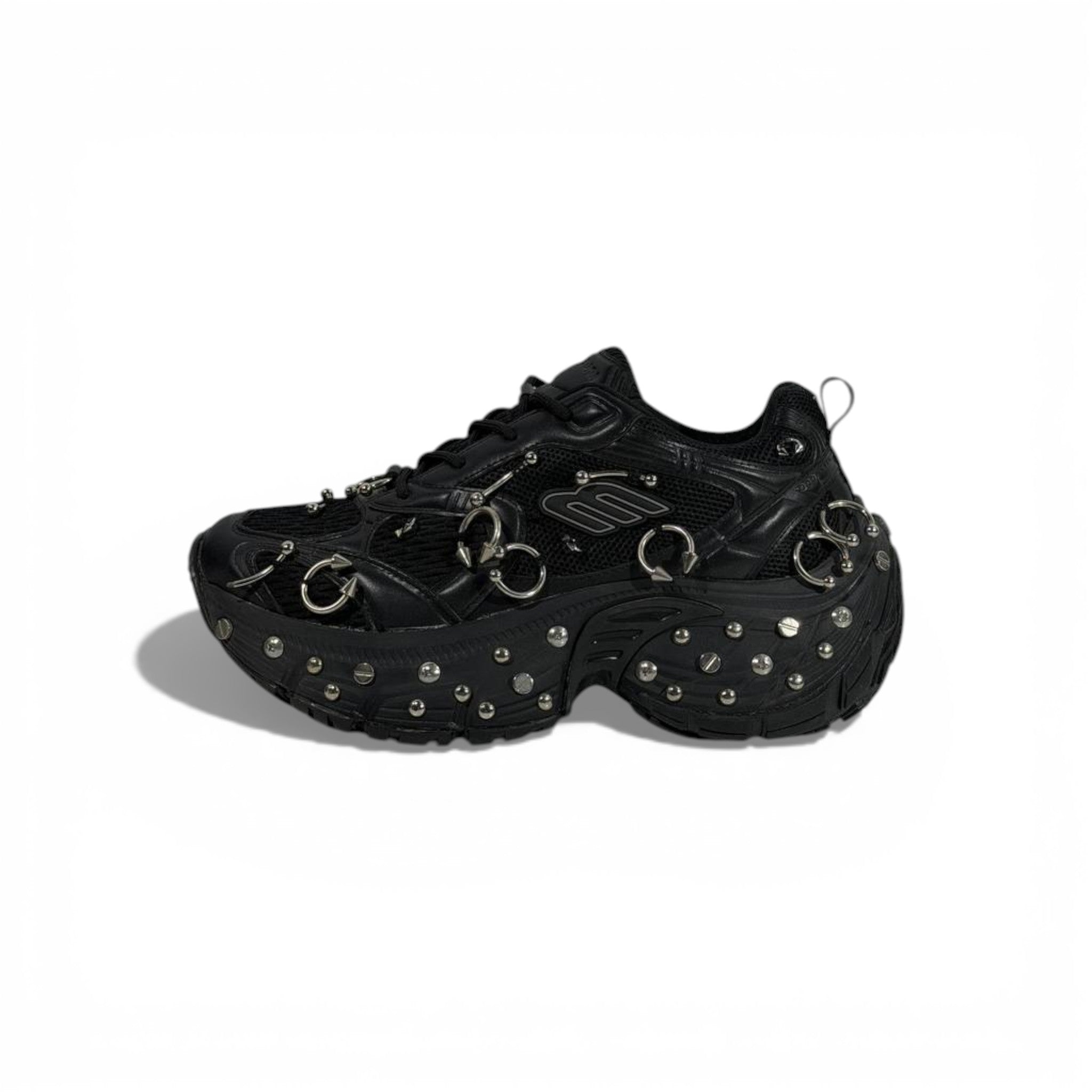 🖤🔥 Balenciaga Studded Hardware Sneakers – Black Chunky Sole
