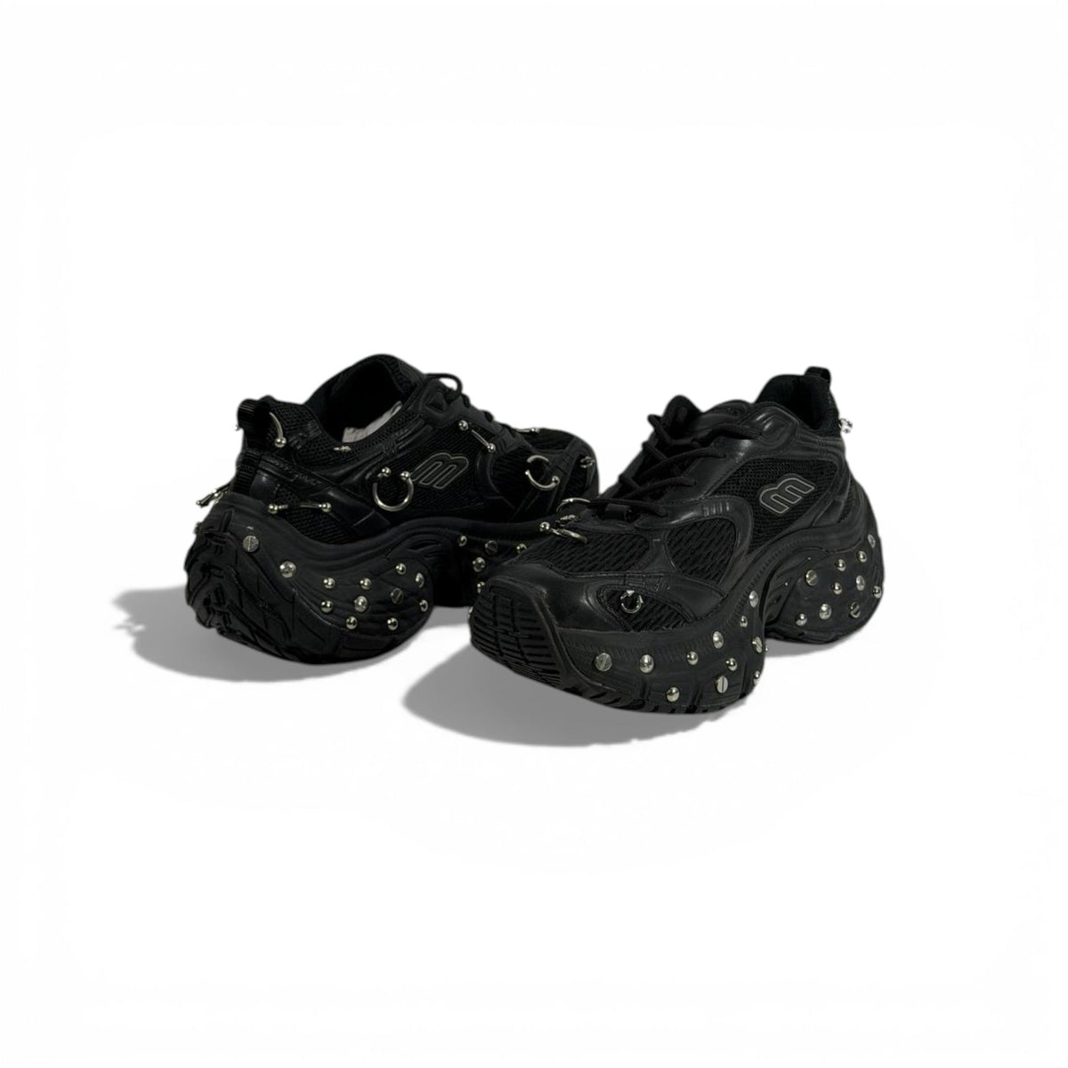 🖤🔥 Balenciaga Studded Hardware Sneakers – Black Chunky Sole