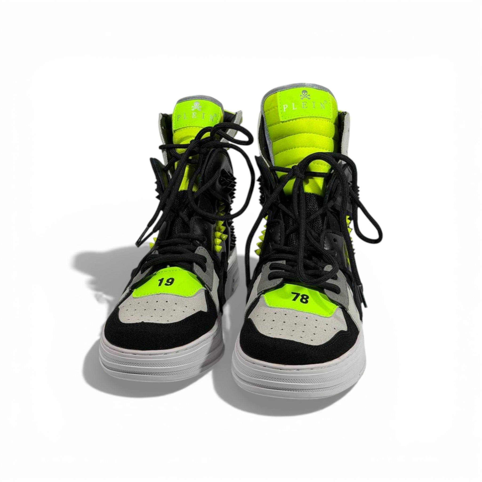 👟 Philipp Plein Neon High-Top Sneakers – Bold Luxury Energy 💚⚡