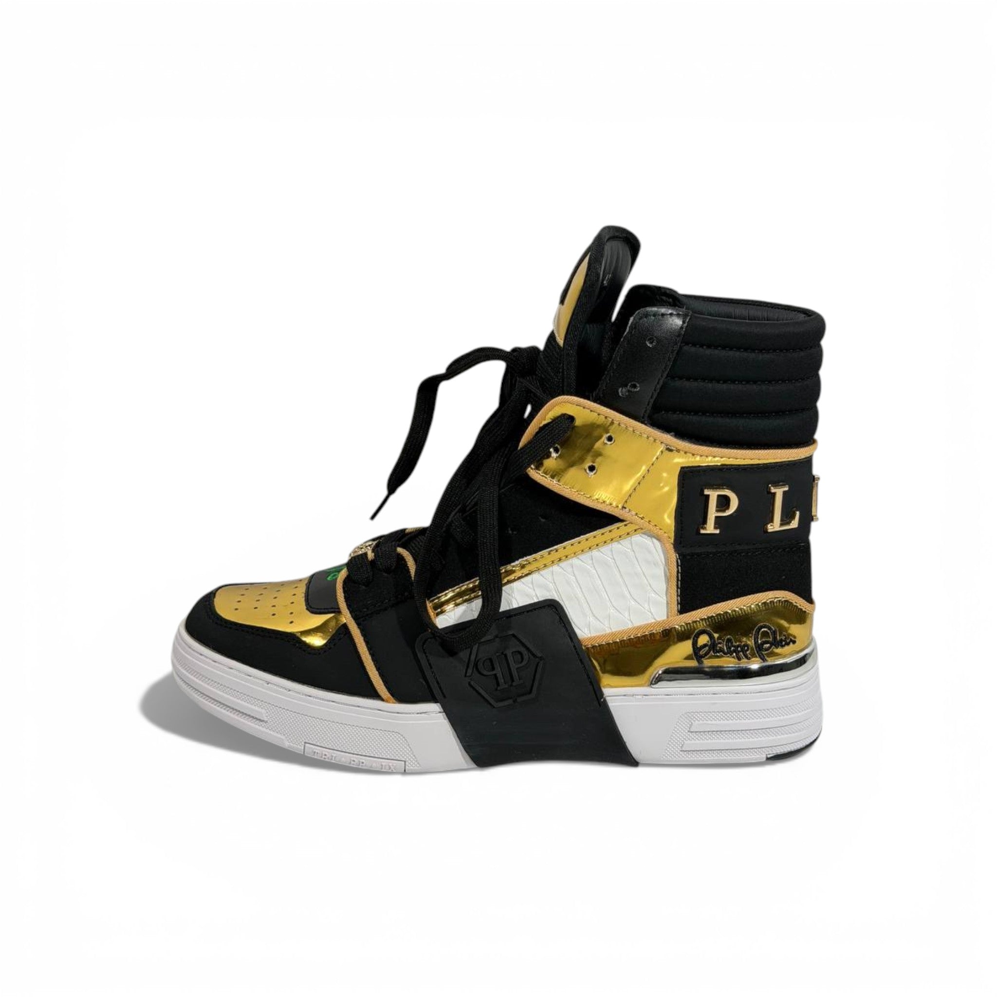 π Philipp Plein Black & Gold High-Top Sneakers ππ₯