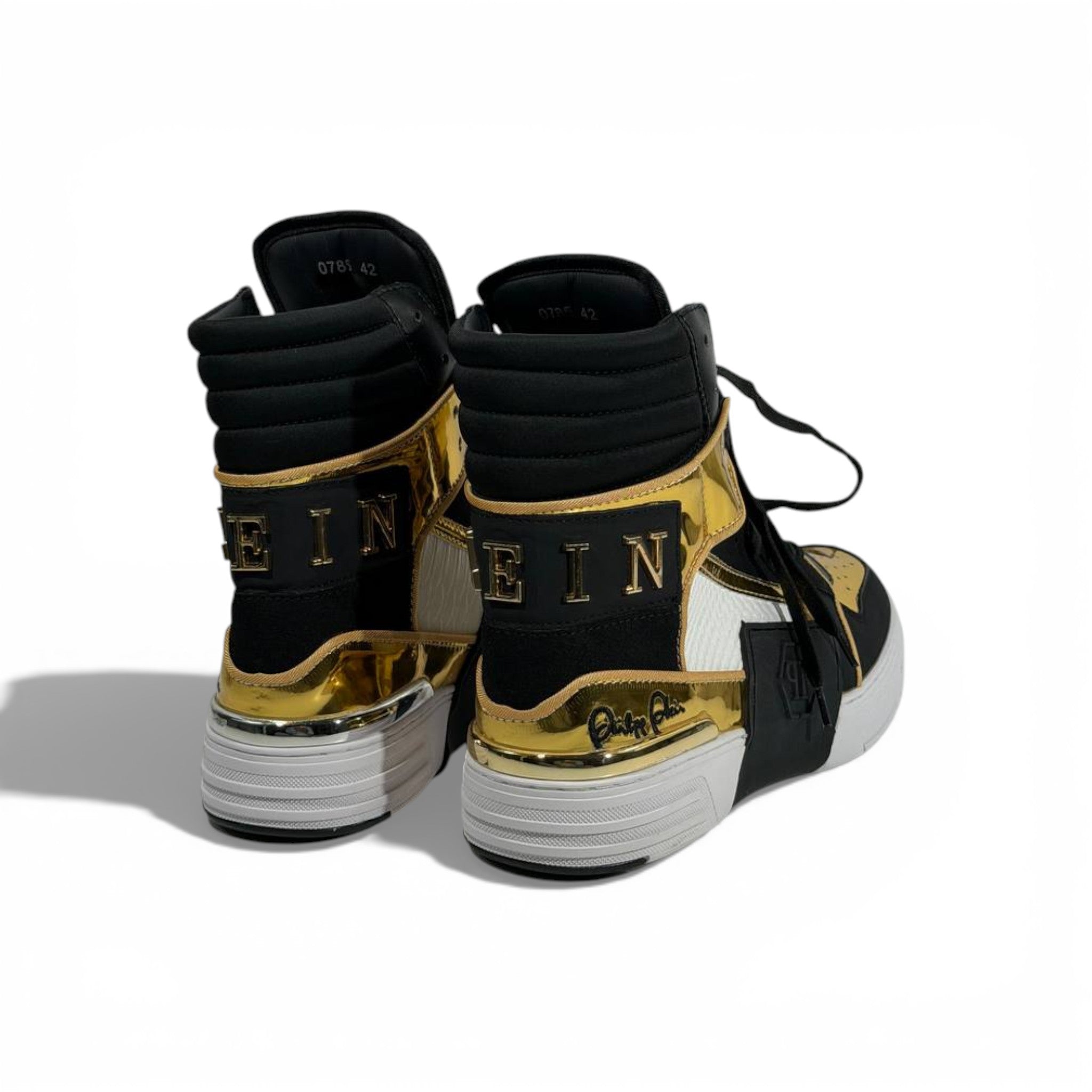 π Philipp Plein Black & Gold High-Top Sneakers ππ₯