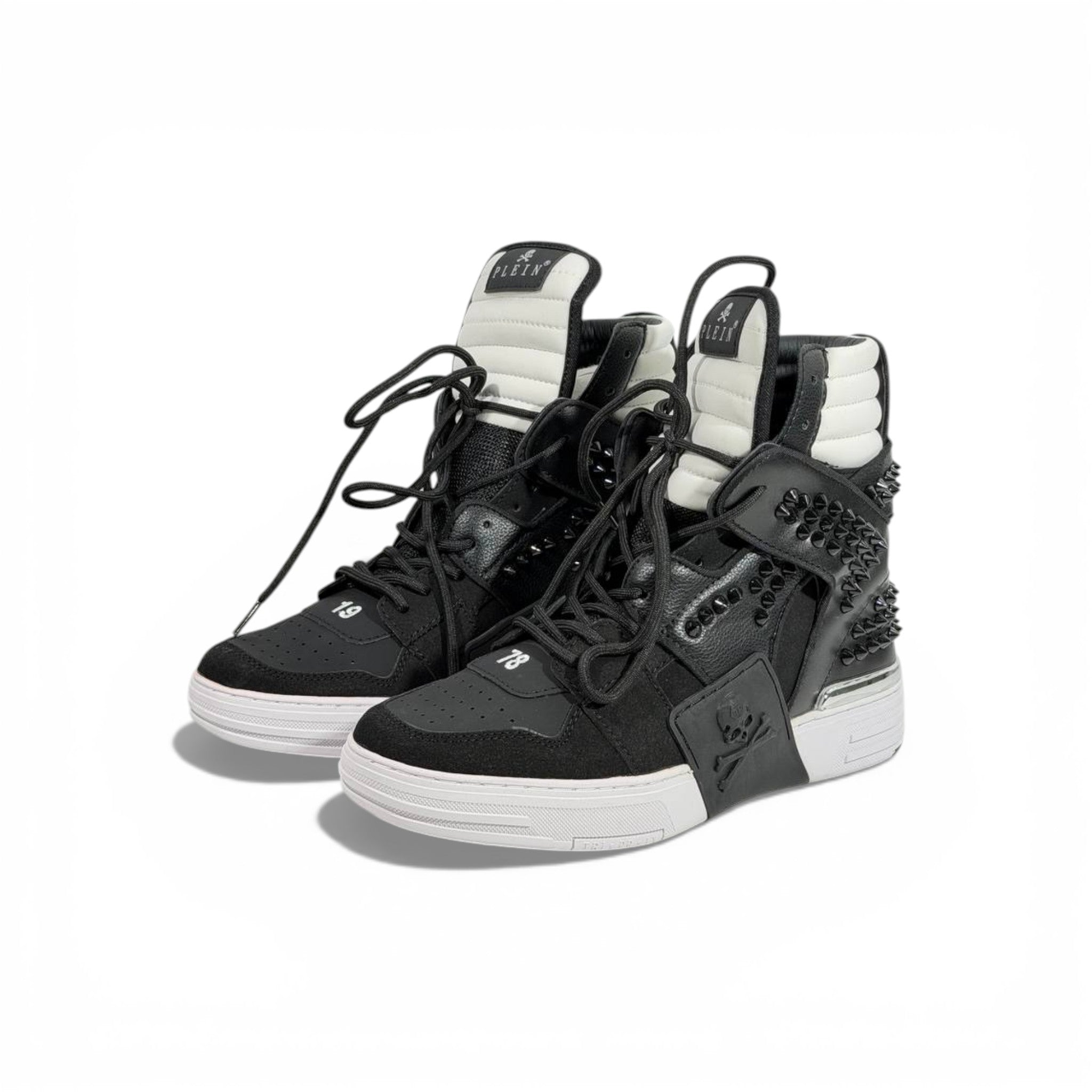 π Philipp Plein Black & White Studded High-Top Sneakers β Bold Luxury Statement π€π€π₯