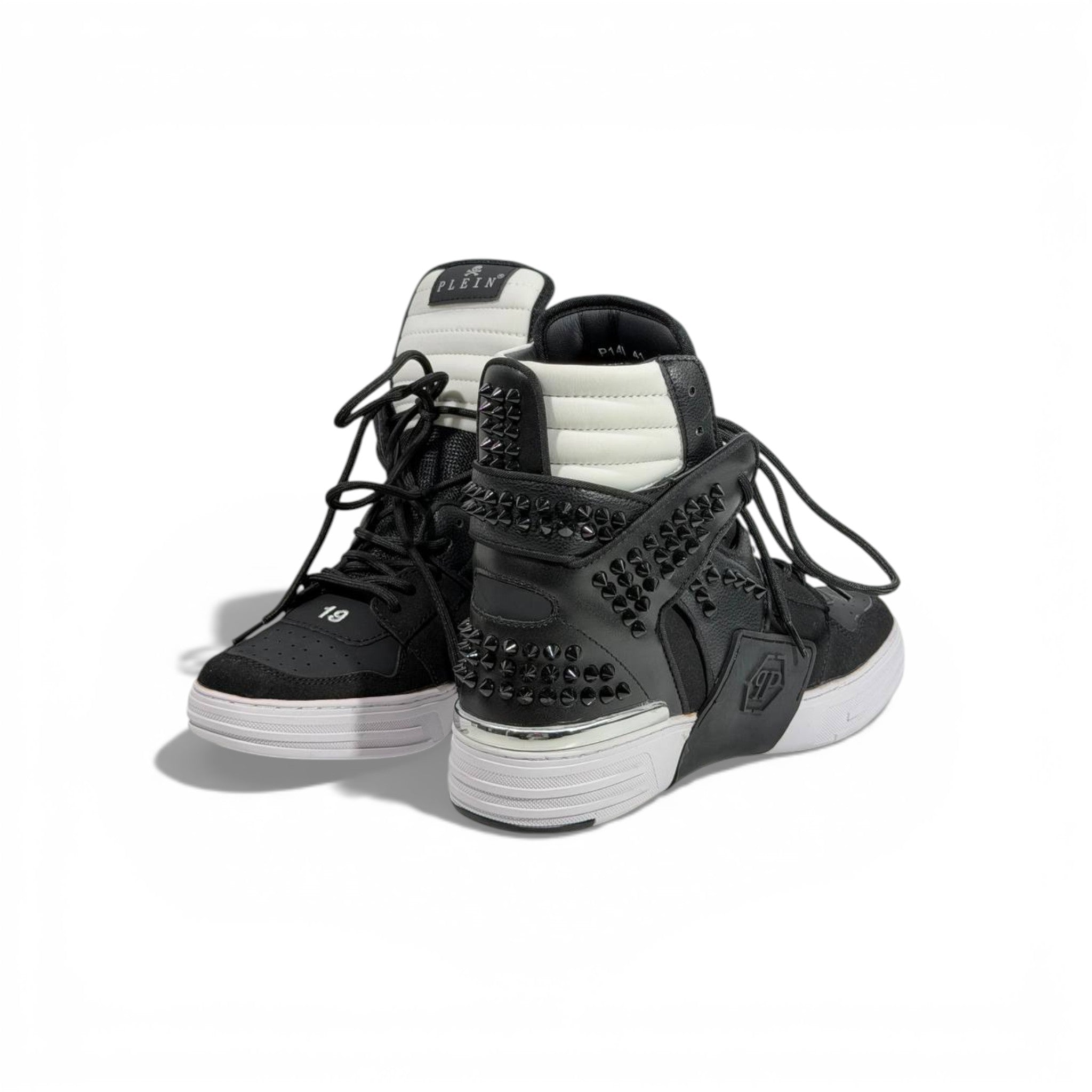 π Philipp Plein Black & White Studded High-Top Sneakers β Bold Luxury Statement π€π€π₯
