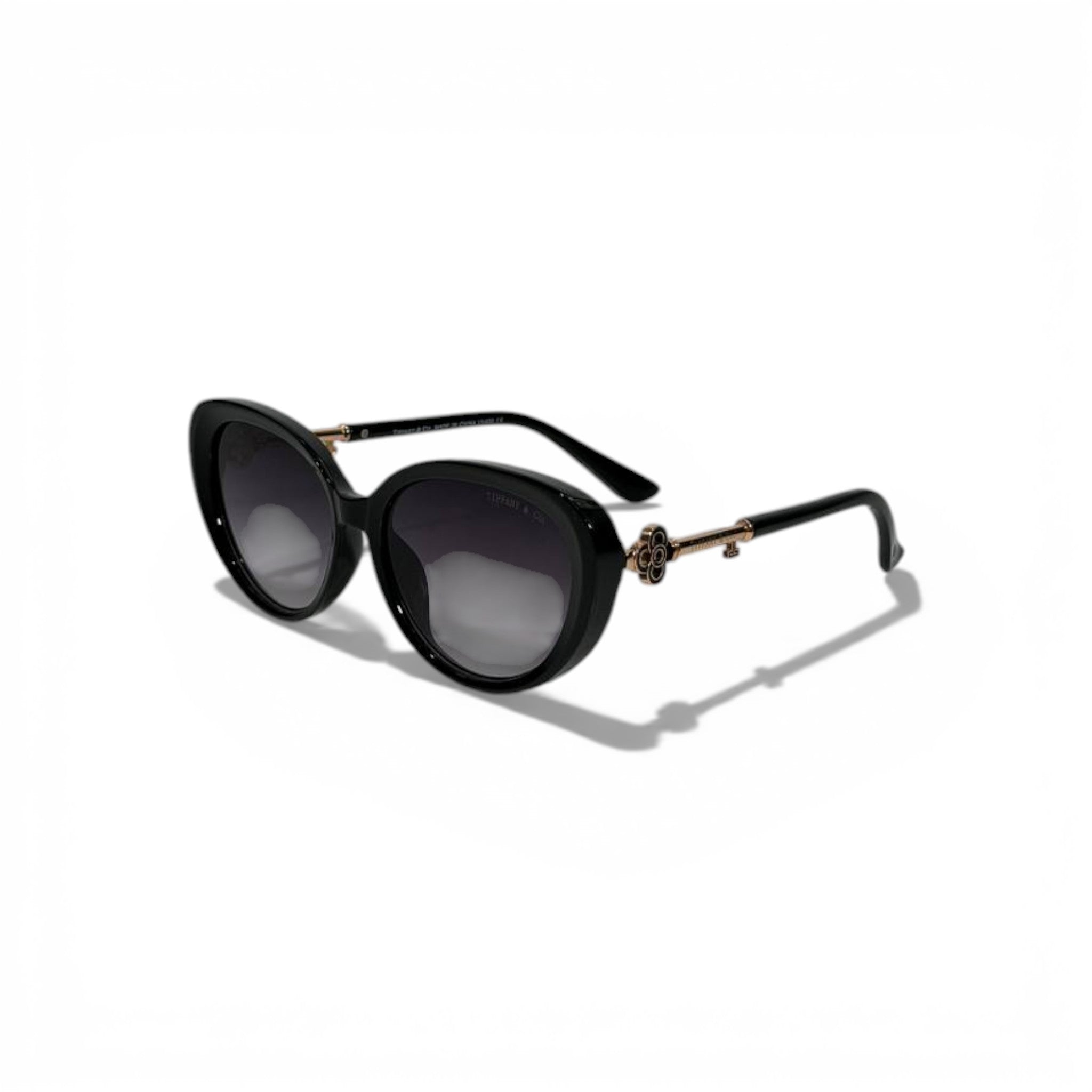 🕶️✨ Tiffany & Co. Black Oversized Sunglasses with Gold Key Detail ✨🕶️