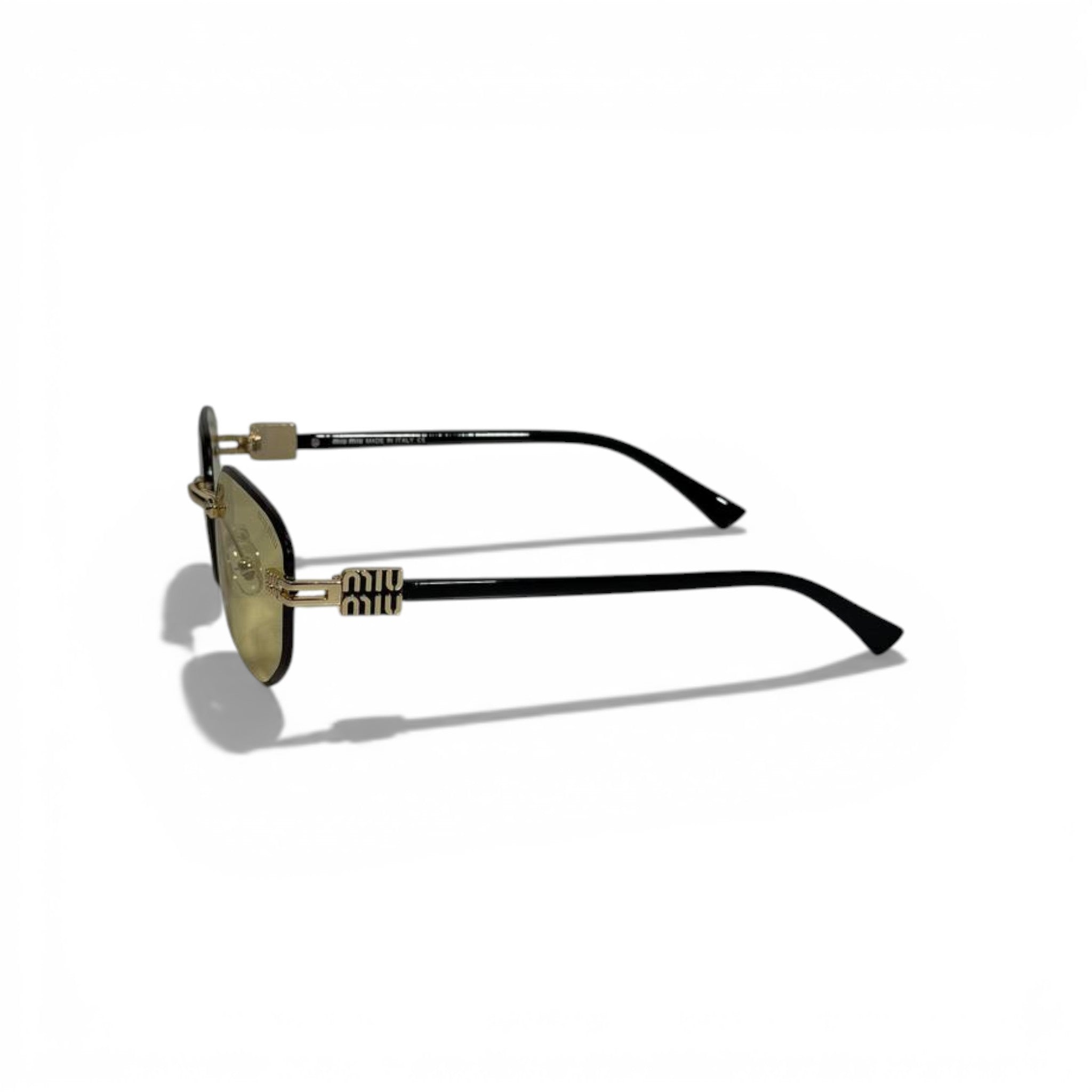 🕶️💖 Miu Miu Rimless Gold Square Sunglasses with Yellow Tinted Lenses 💖🕶️