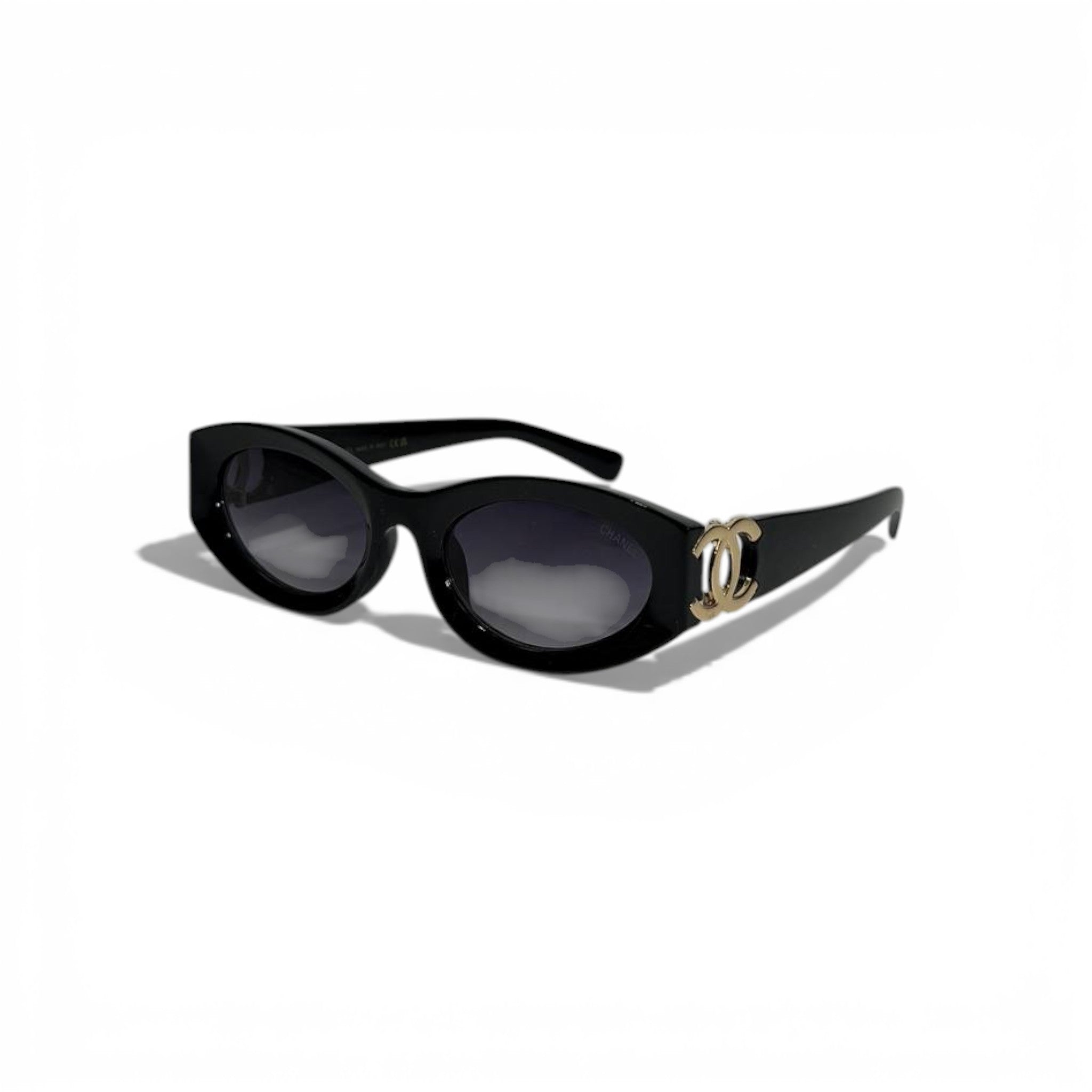 Chanel Oval Sunglasses – Black with Gold CC Signature 🕶️✨