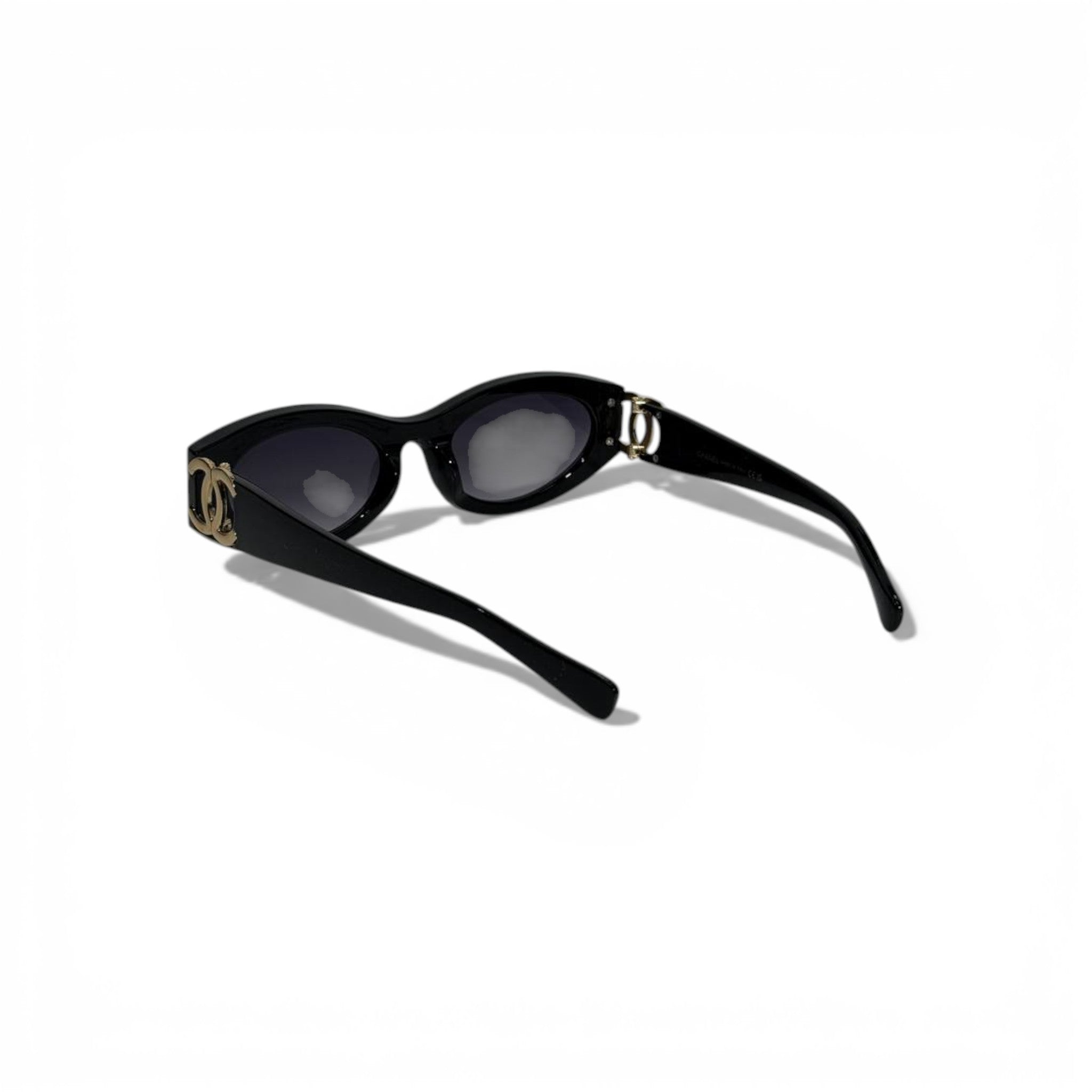 Chanel Oval Sunglasses – Black with Gold CC Signature 🕶️✨