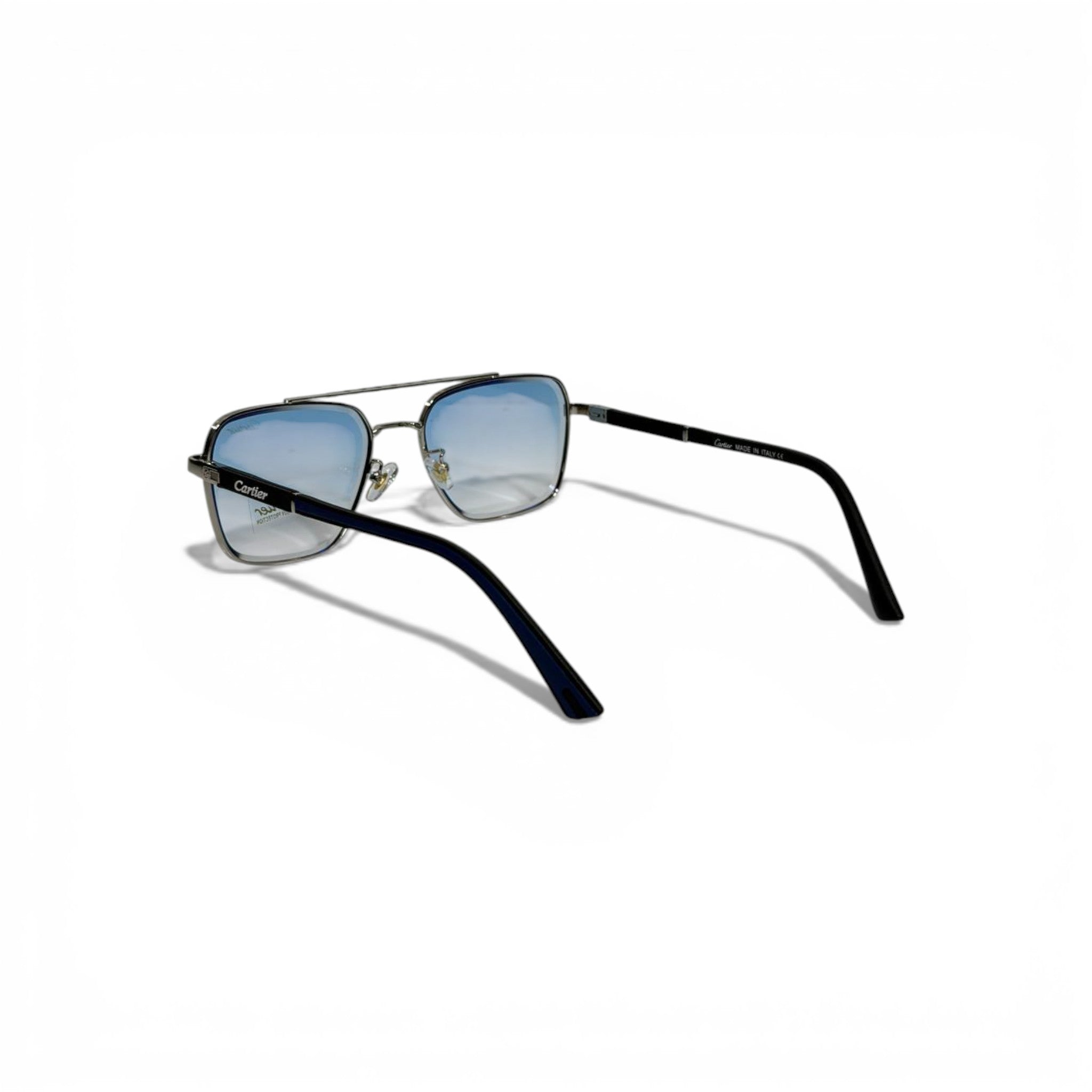 Cartier Square Sunglasses Silver Frame Blue Gradient Lenses Luxury Statement ๐ฉถ๐ถ๏ธ๐
