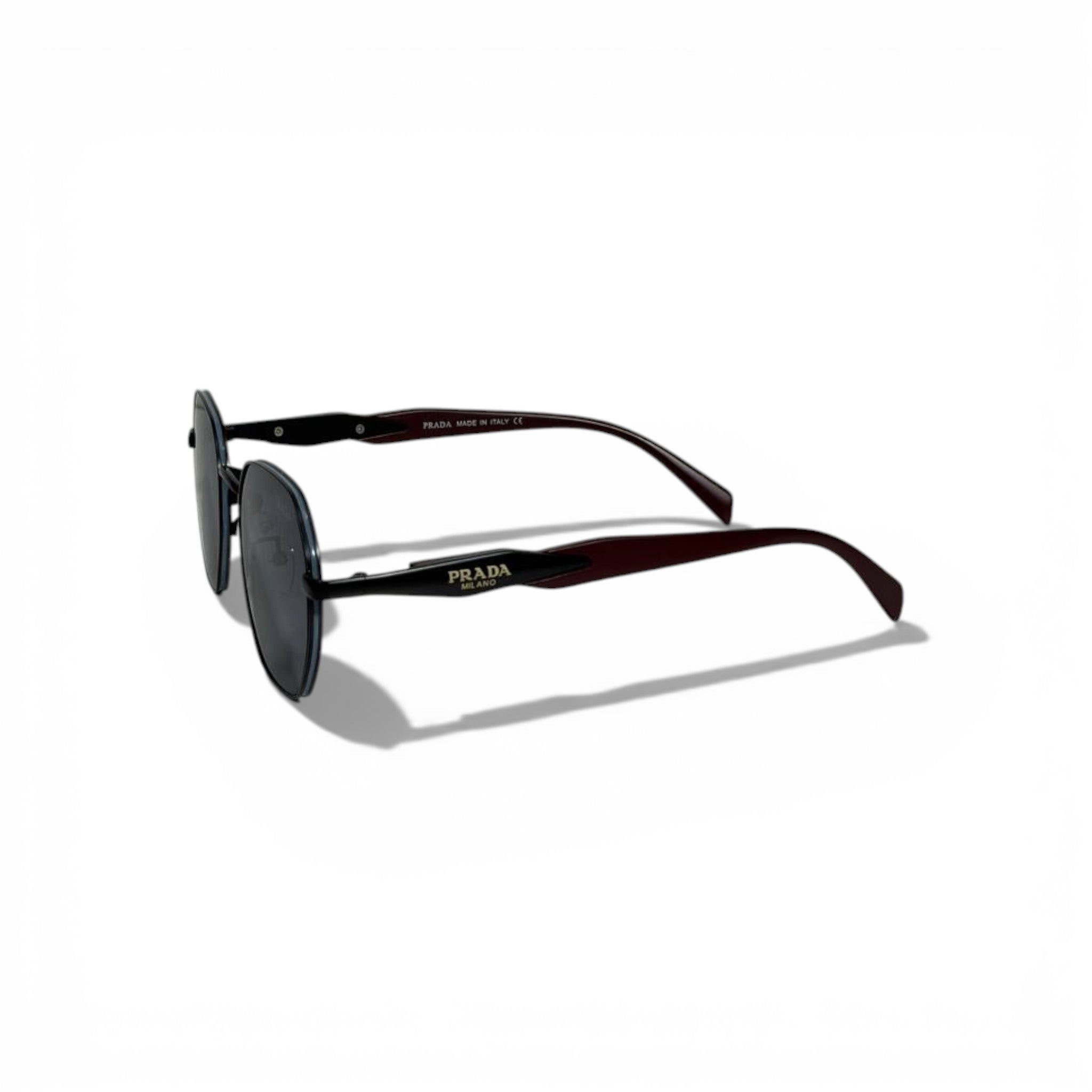 Prada Metal Square Sunglasses Elegant Dark Lenses Luxury 🕶️🖤🍷