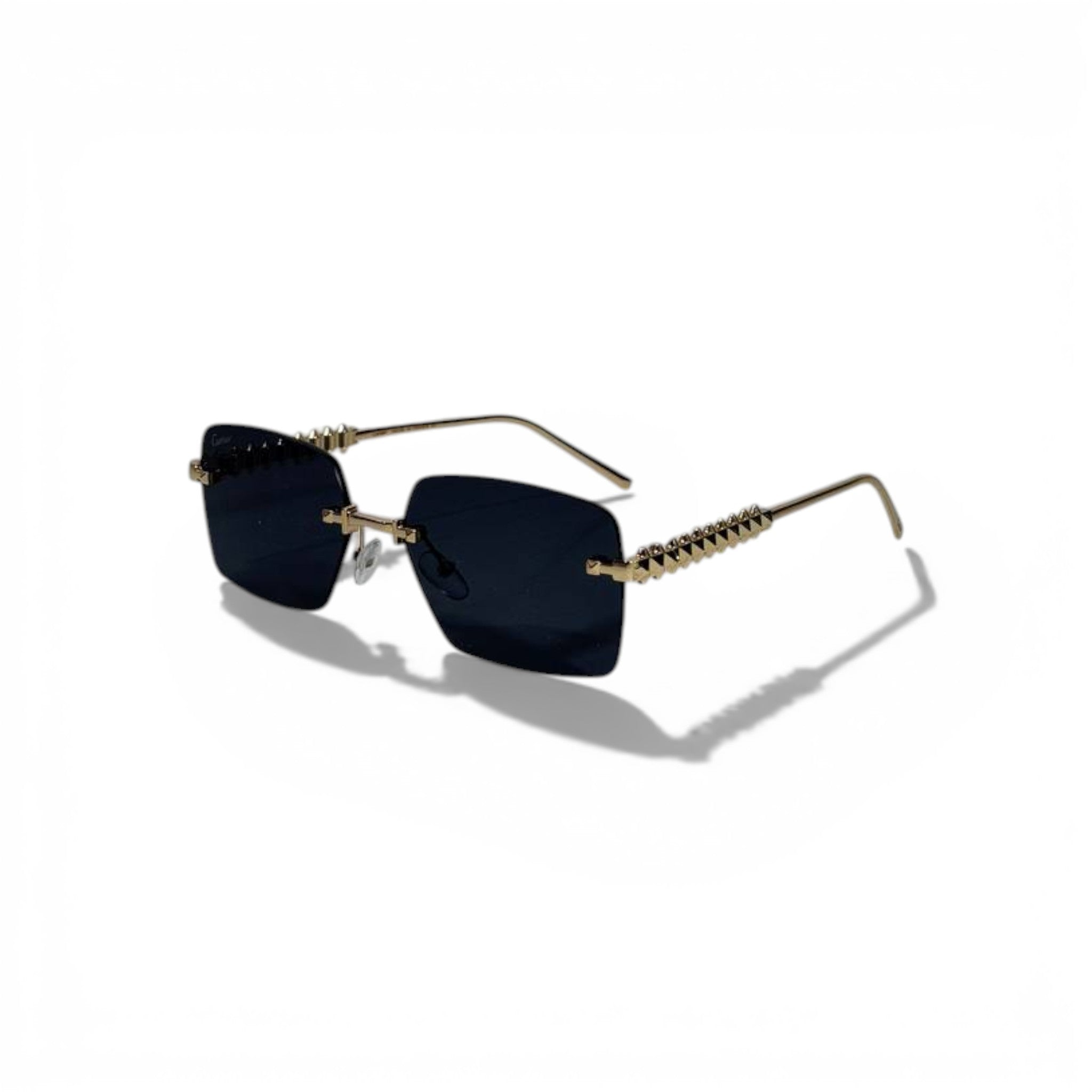 Cartier Rimless Square Sunglasses Gold Stud Temples Luxury ๐ถ๏ธโจ๐