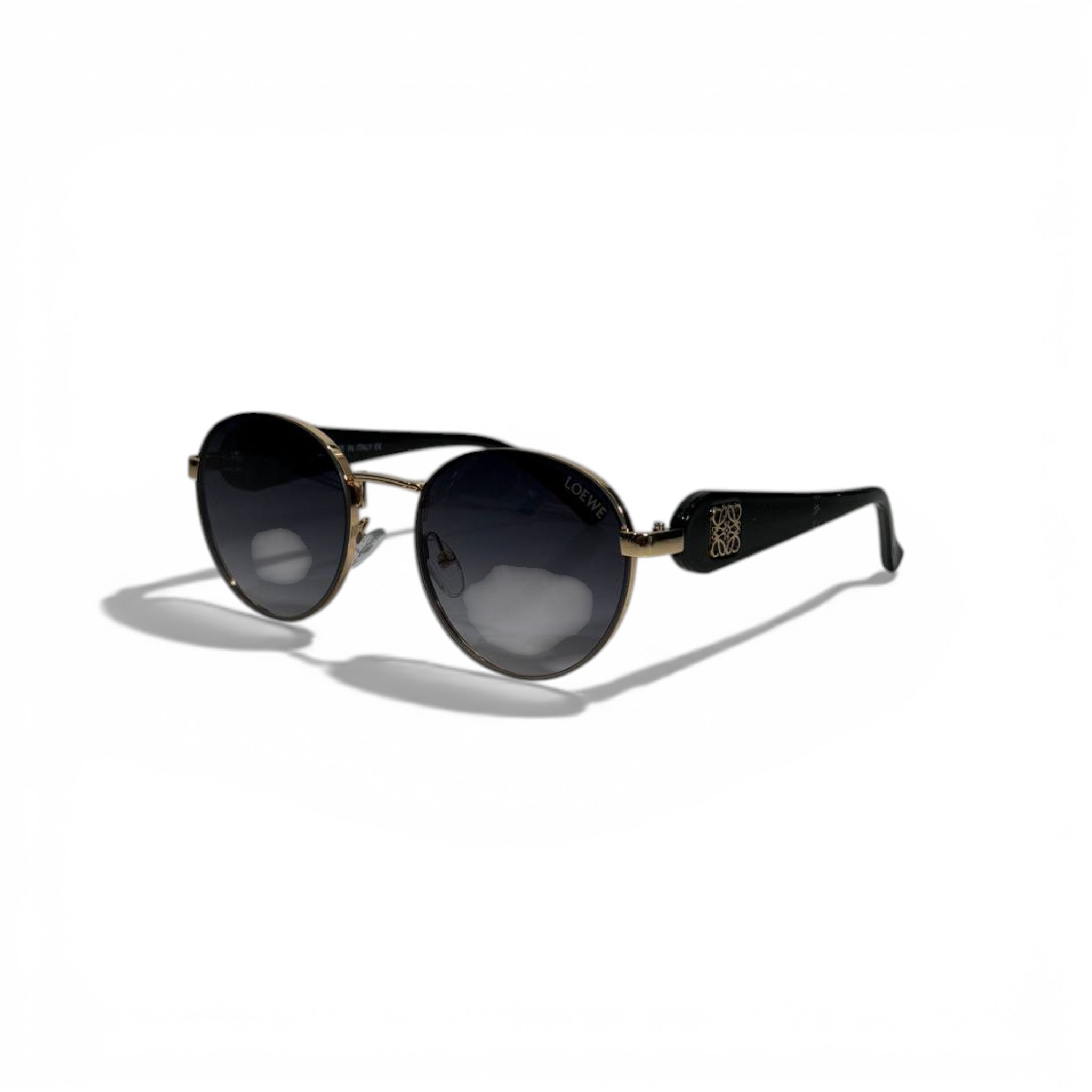 Loewe Round Black Sunglasses with Gold Details Elegant Luxury Look 🕶️🖤✨