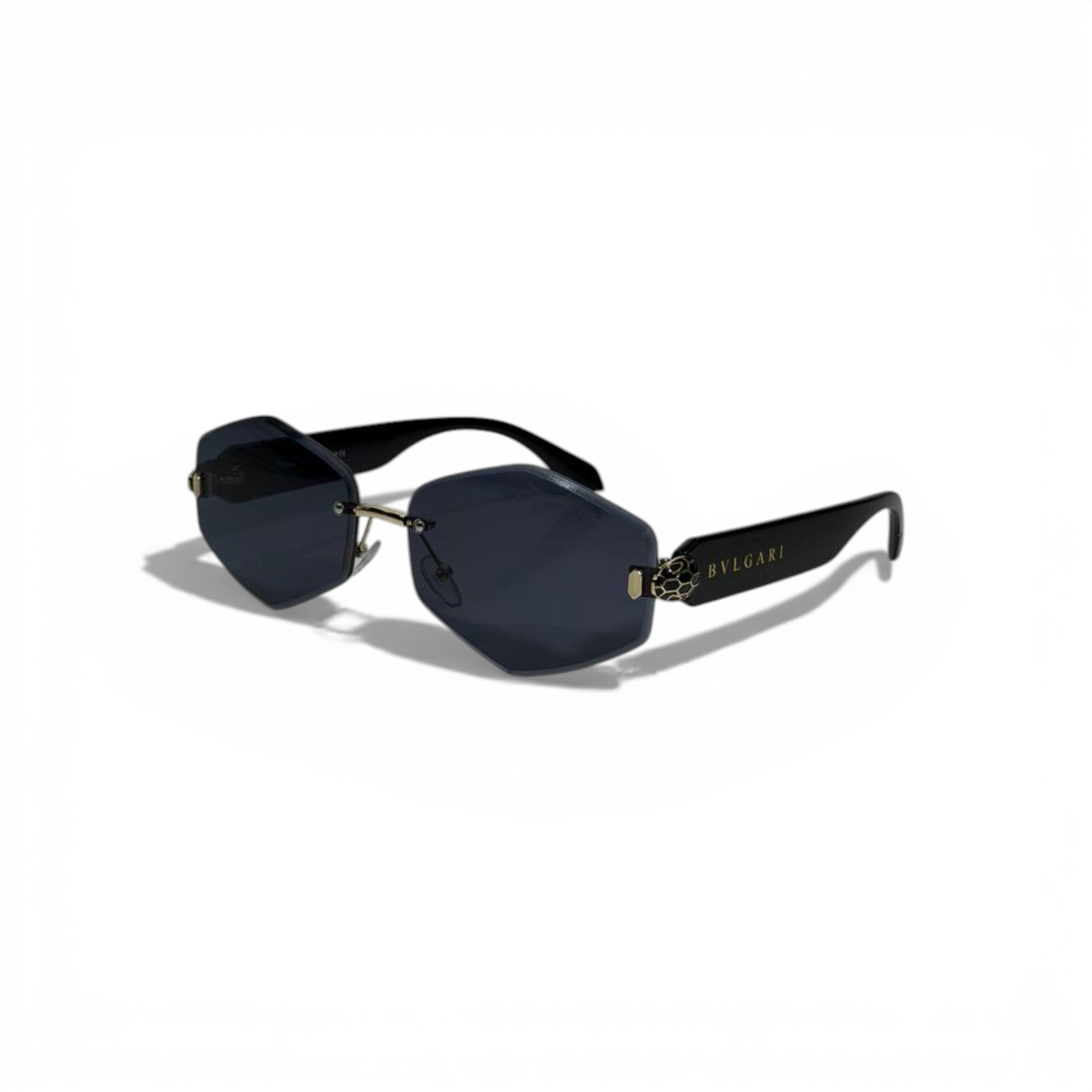 BVLGARI Hexagon Black Sunglasses with Gold Snake Detail Luxury Icon π€πβ¨