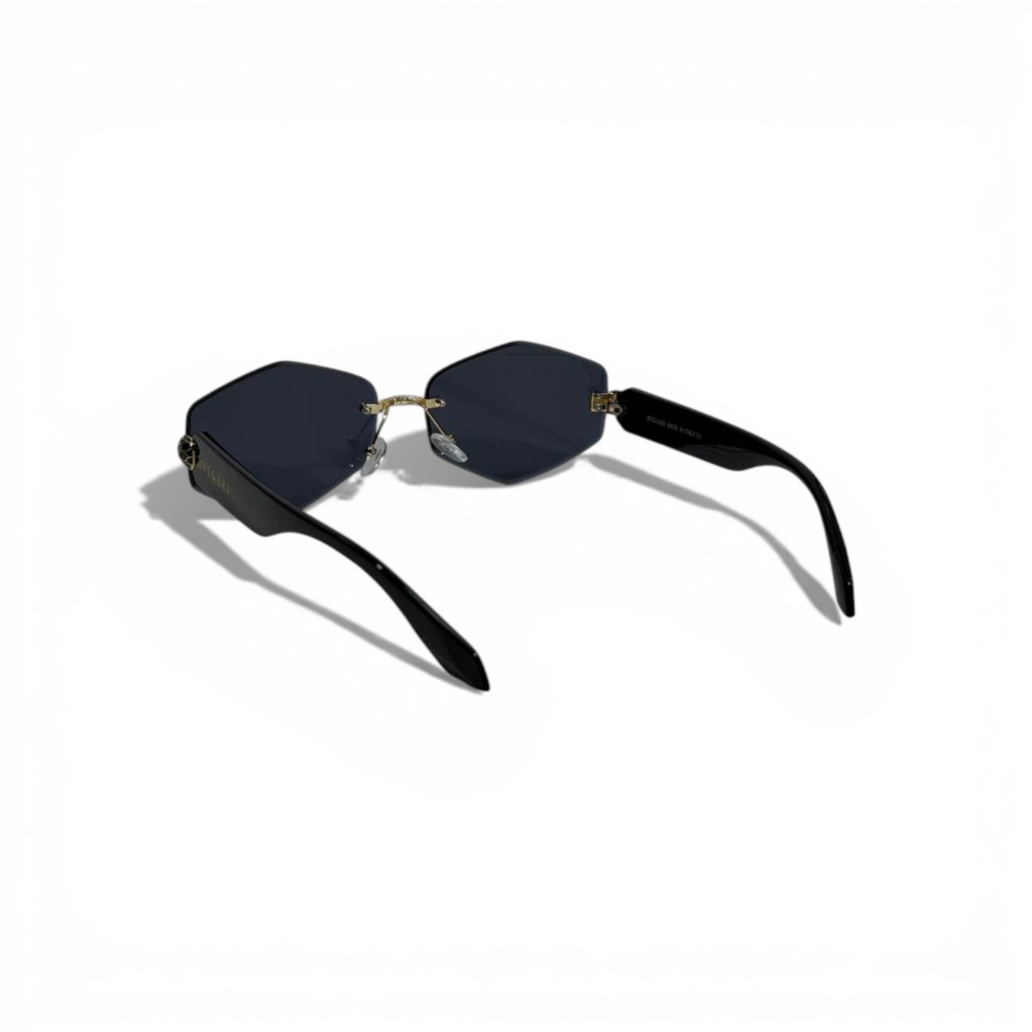 BVLGARI Hexagon Black Sunglasses with Gold Snake Detail Luxury Icon π€πβ¨
