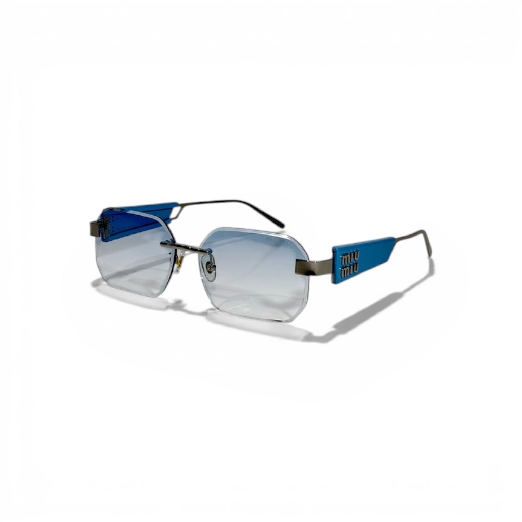 MIU MIU Blue Gradient Rimless Sunglasses – Modern Luxury Statement 💎✨