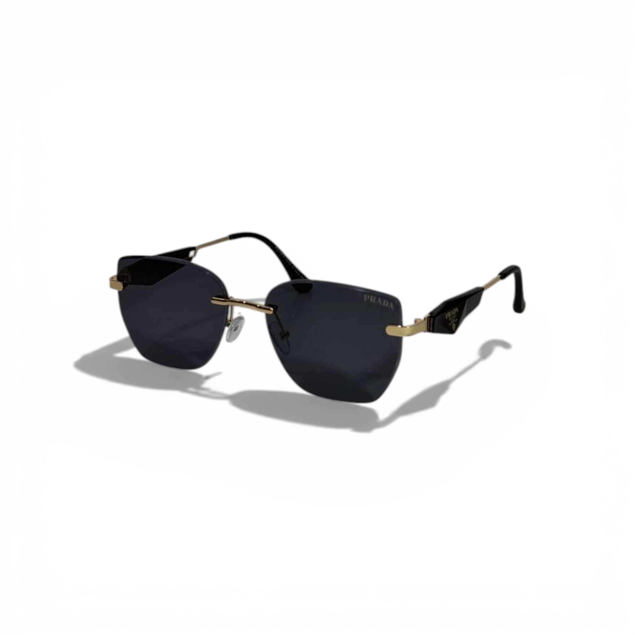 ✨🕶️ Prada Rimless Square Sunglasses with Gold Accents 🕶️✨
