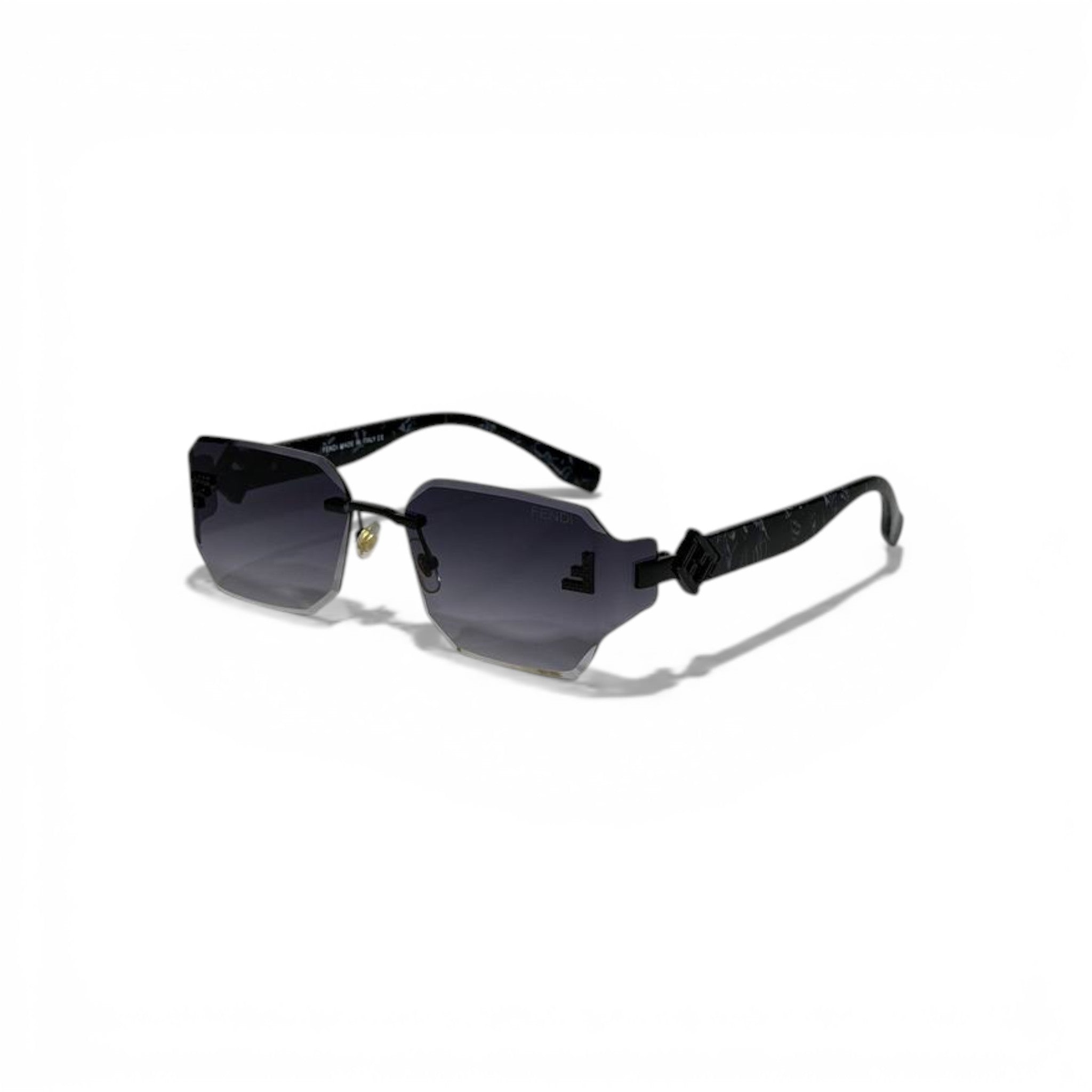 🖤 FENDI Rimless Square Sunglasses – Black Frame & Grey Gradient Lenses | Luxury Designer Eyewear 🖤