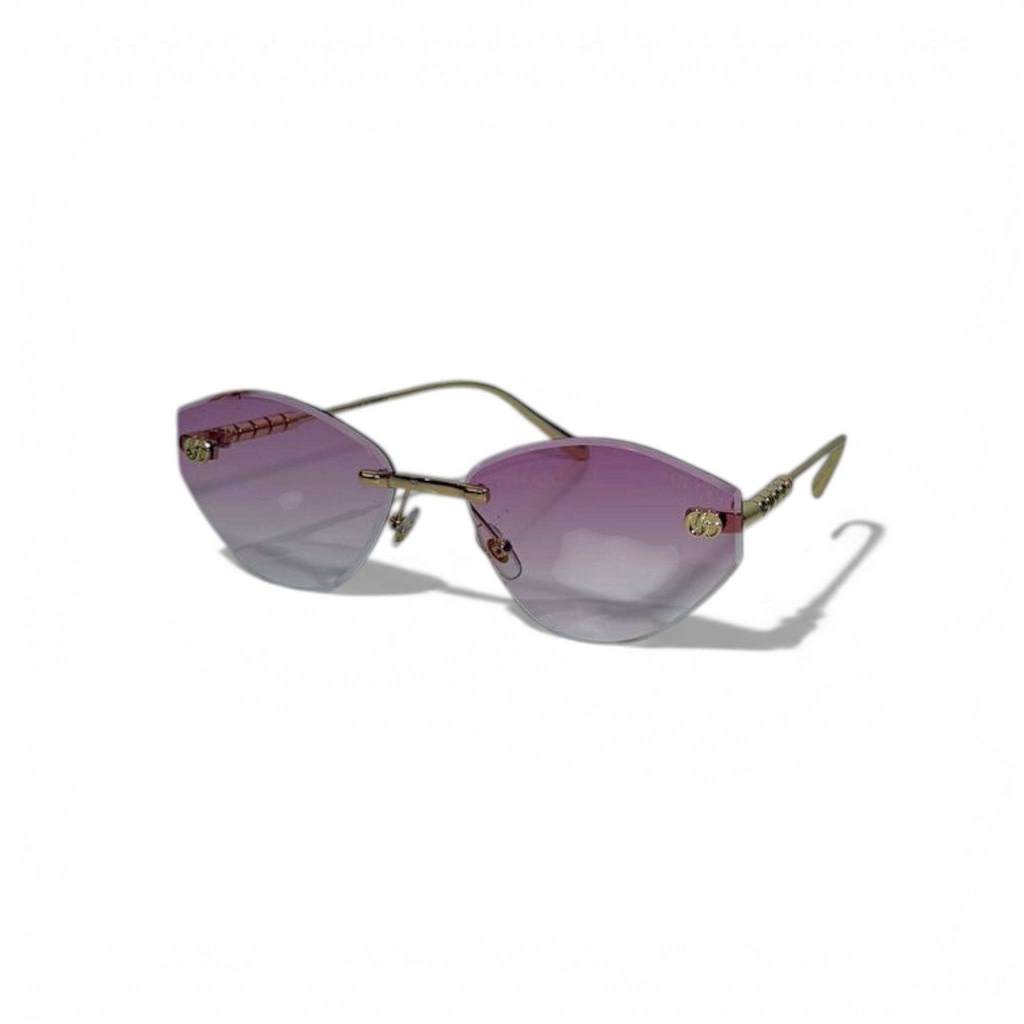 💜 GUCCI Rimless Gradient Sunglasses – Gold Frame & Purple Lenses | Luxury Designer Eyewear 💜