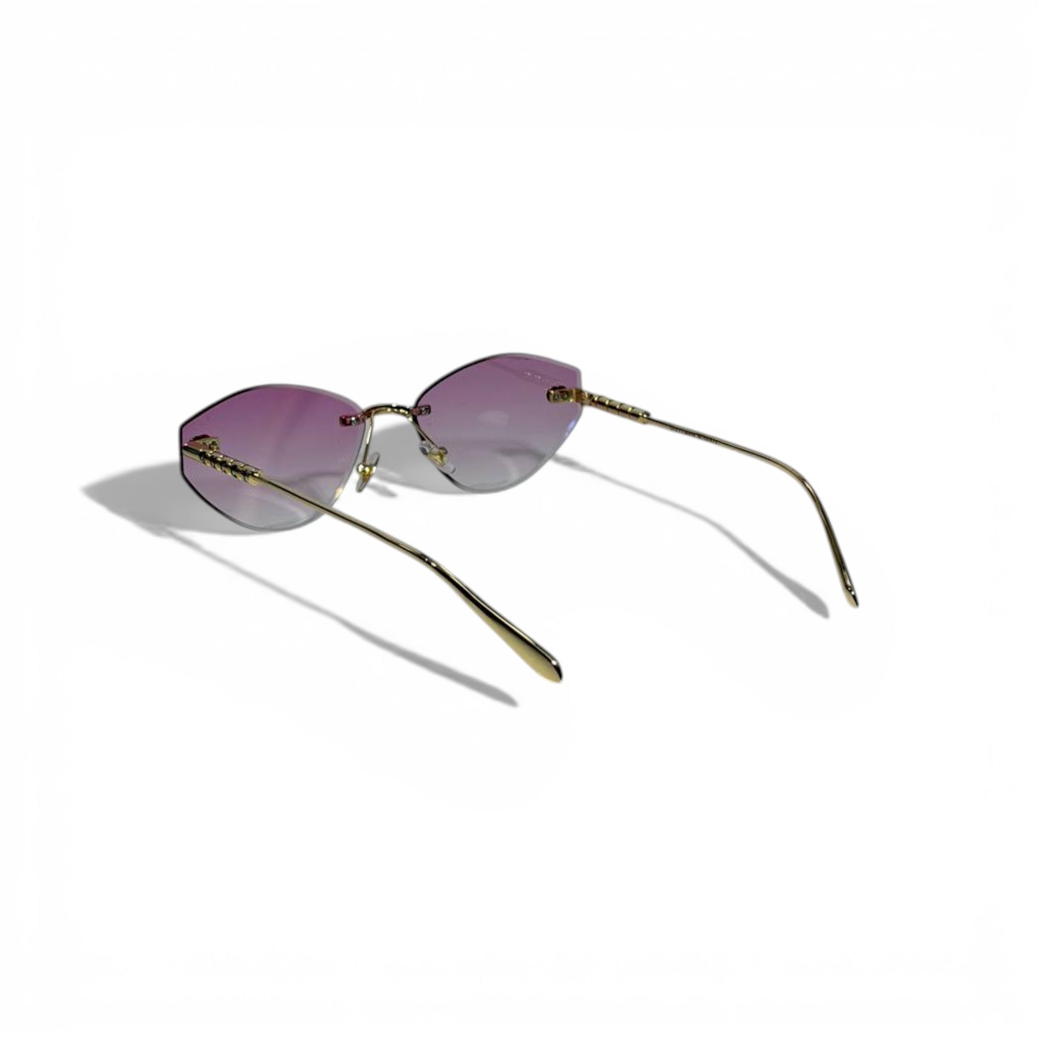 💜 GUCCI Rimless Gradient Sunglasses – Gold Frame & Purple Lenses | Luxury Designer Eyewear 💜