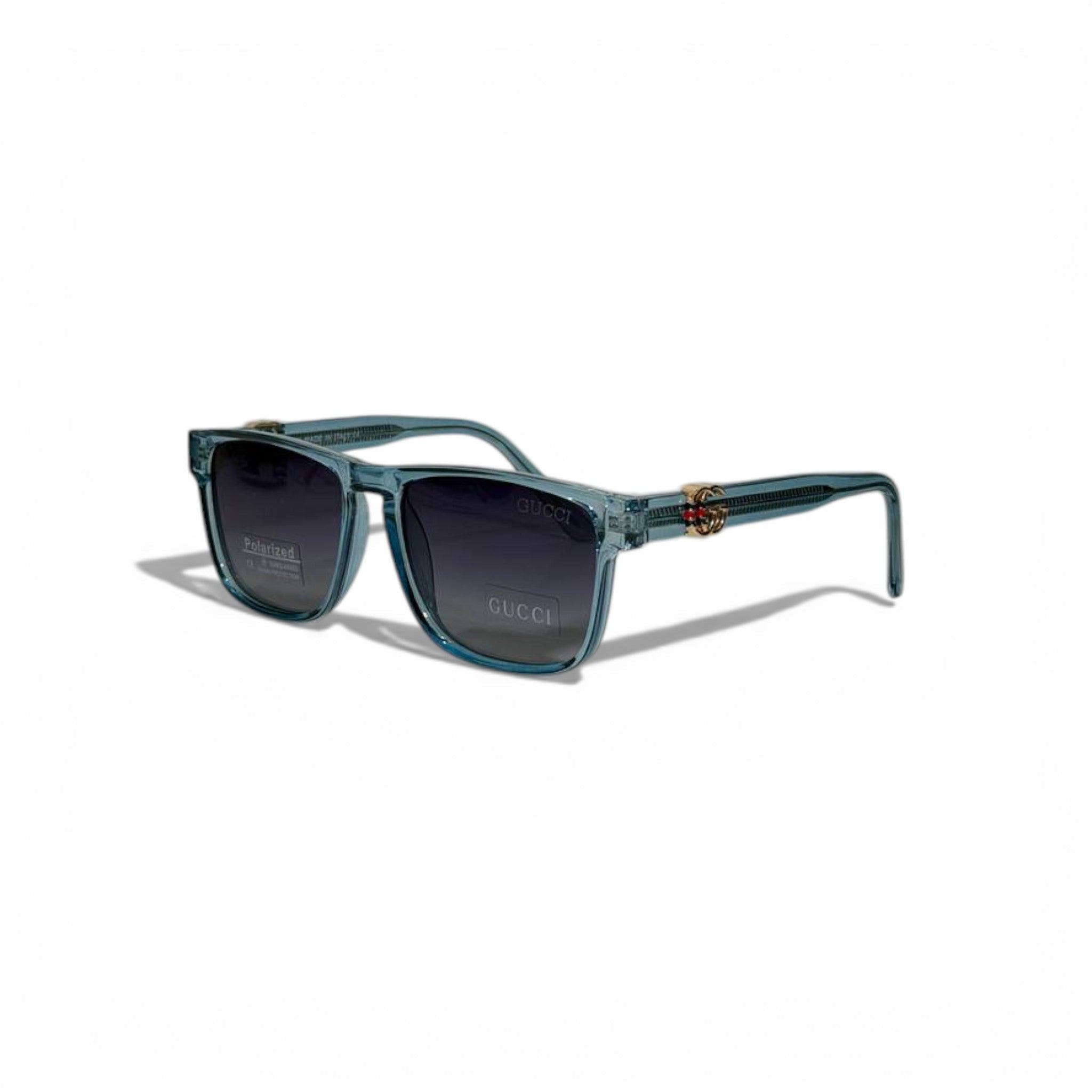 𩵠GUCCI Square Polarized Sunglasses ā Transparent Teal Frame & Dark Lenses | Luxury Designer Eyewear š©µ