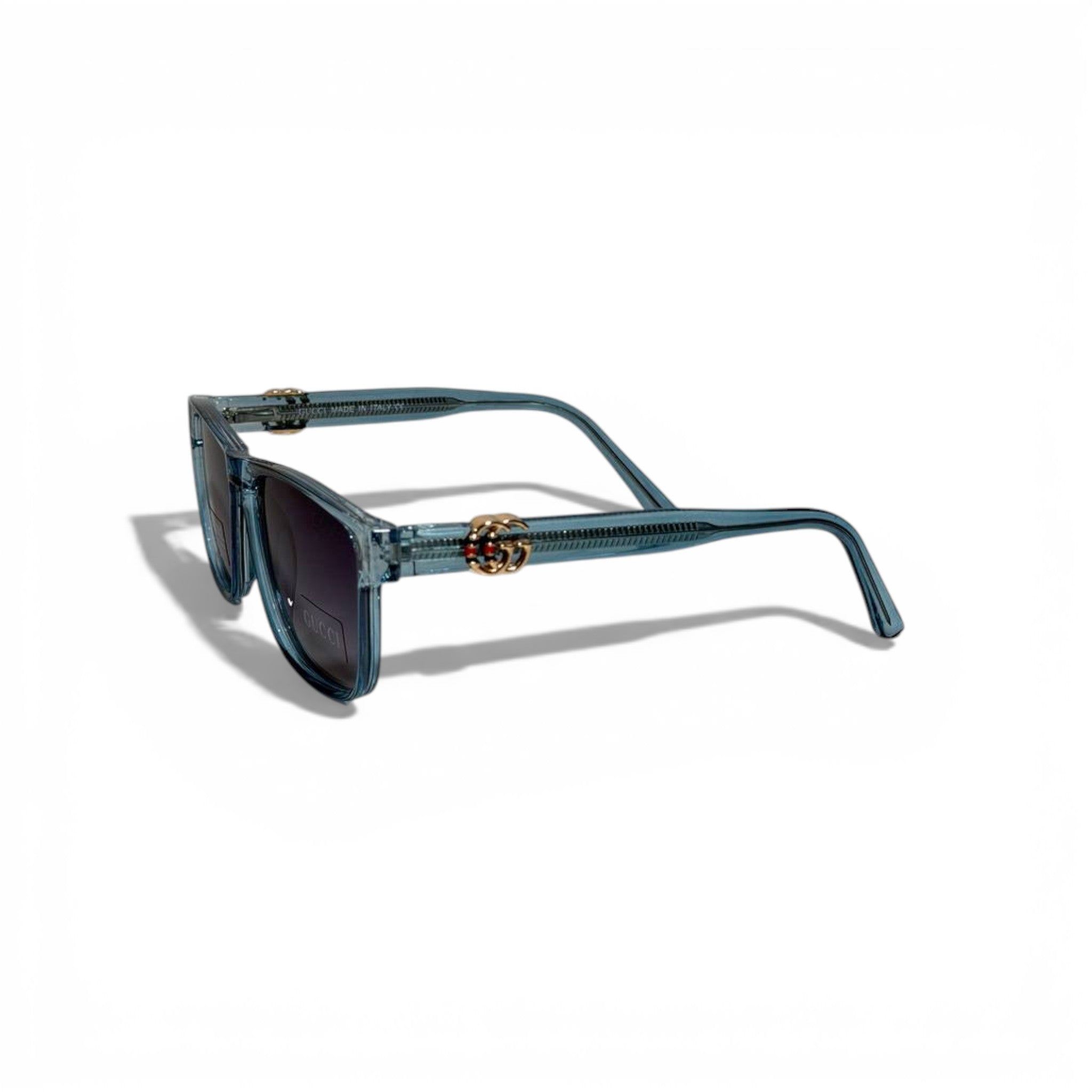 𩵠GUCCI Square Polarized Sunglasses ā Transparent Teal Frame & Dark Lenses | Luxury Designer Eyewear š©µ