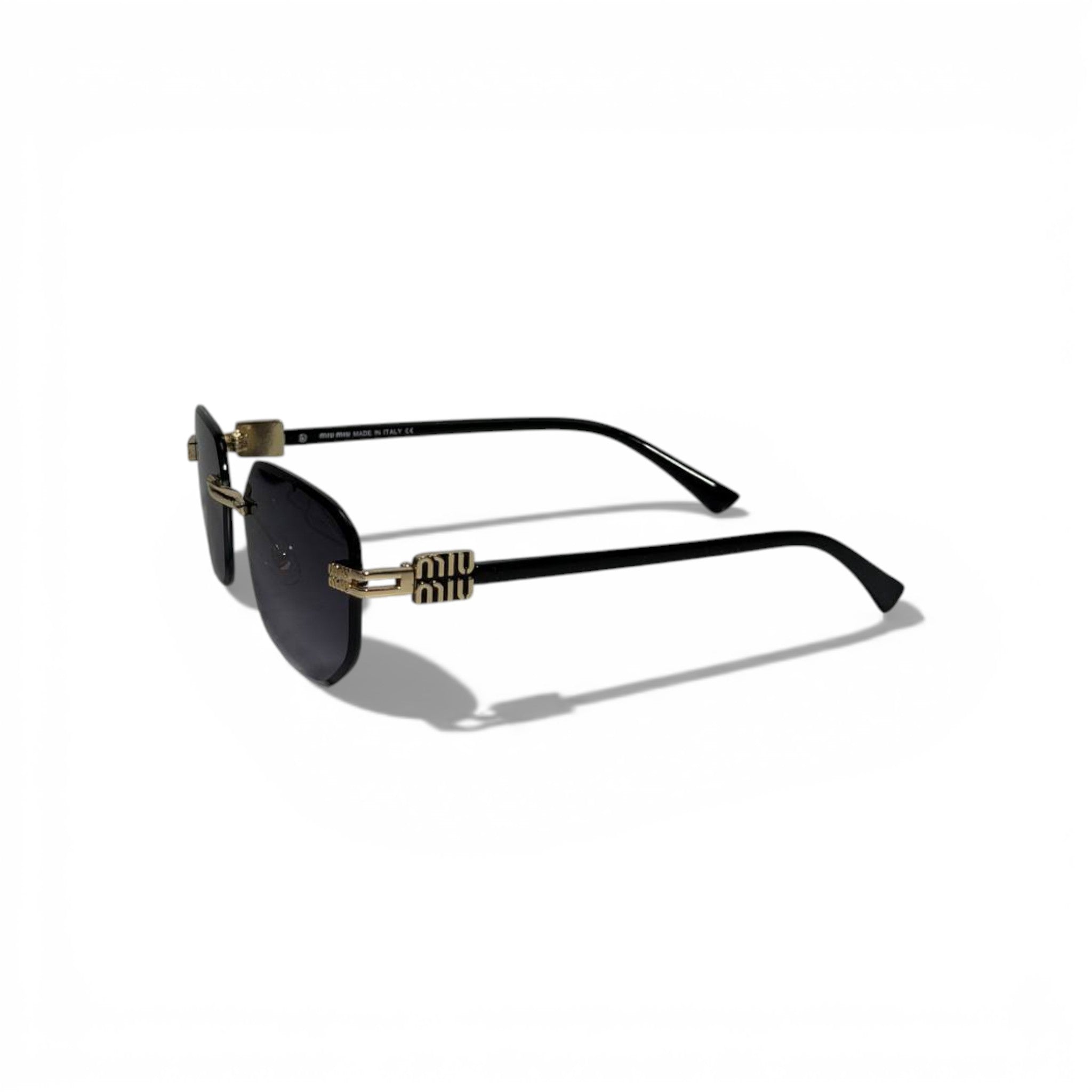 🖤 MIU MIU Rectangular Sunglasses – Black Frame & Dark Lenses | Gold Logo Detail 🖤