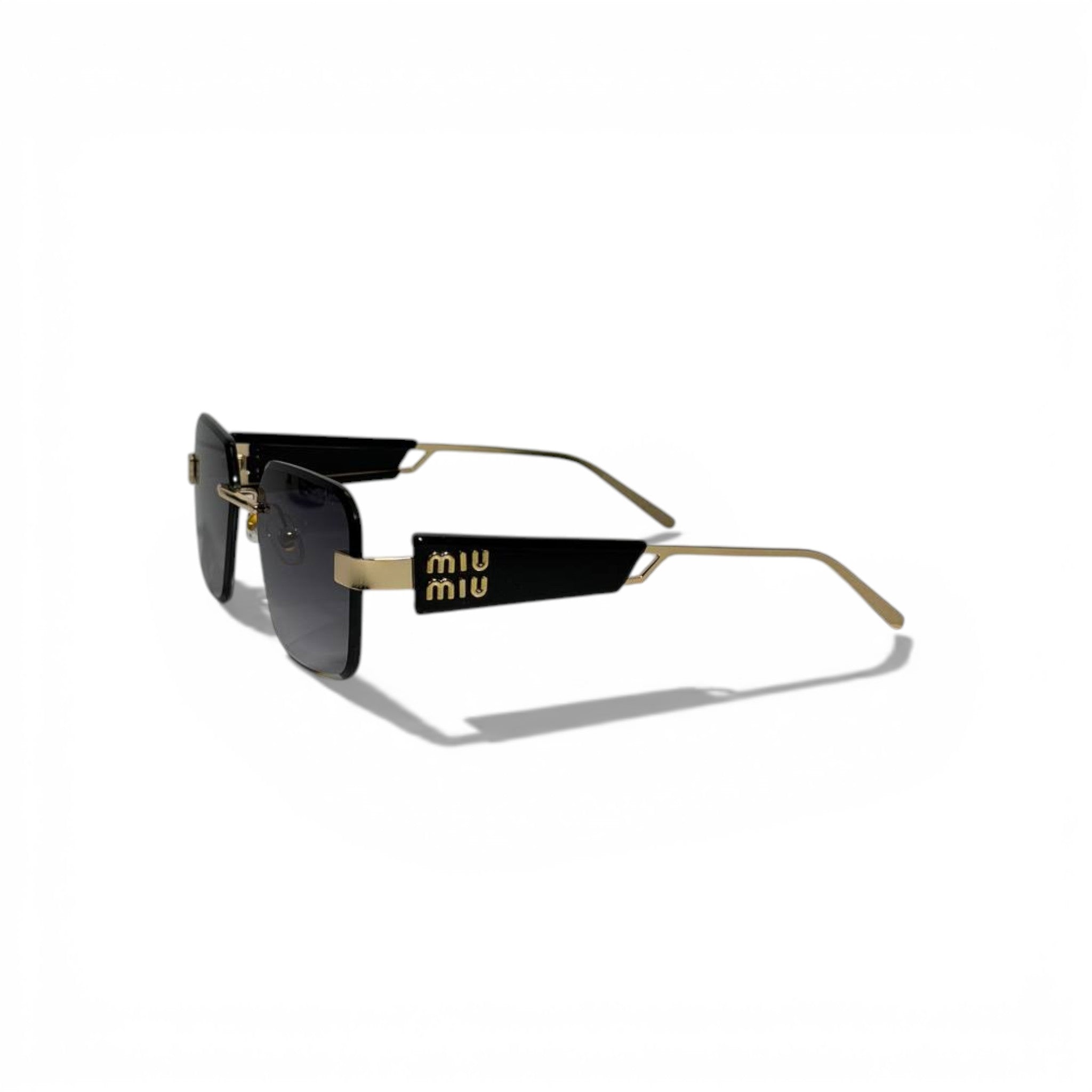 ✨🕶️ MIU MIU Square Sunglasses – Gold Metal Frame & Dark Lenses 🕶️✨
