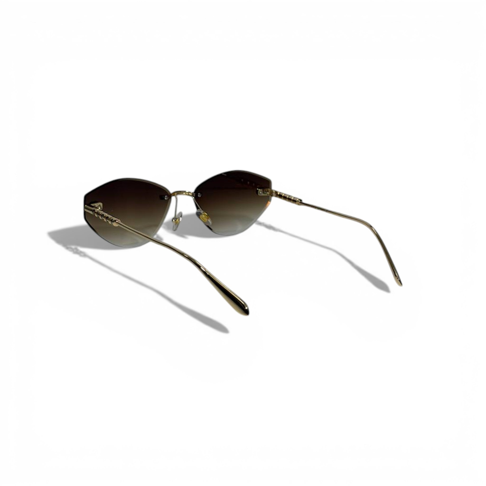 🕶️ Gucci Luxury Rimless Gradient Sunglasses – Gold Metal Frame | Iconic GG Details