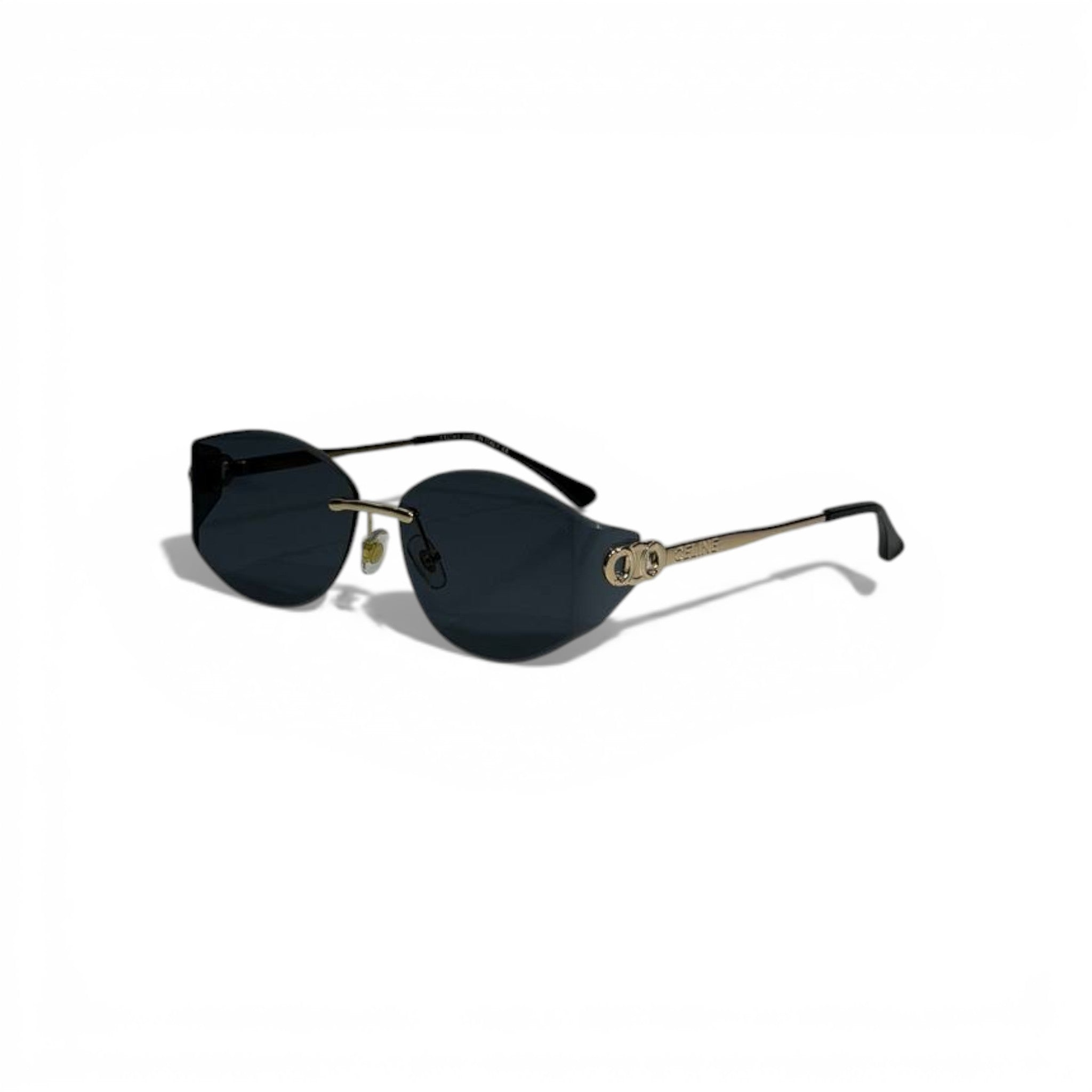 🕶️ CELINE Luxury Geometric Sunglasses – Black Lenses & Gold Logo Temples | Designer Eyewear