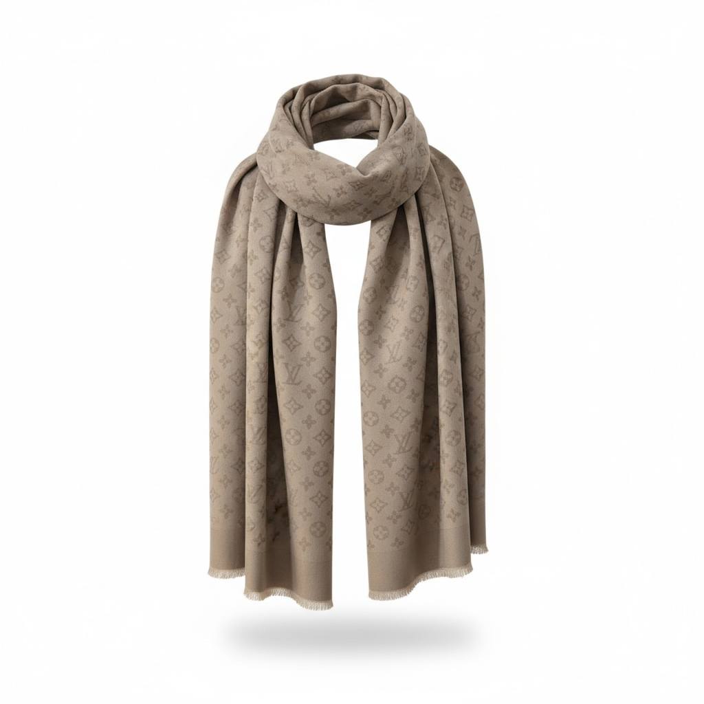 🤎✨ Louis Vuitton Monogram Beige Scarf – Timeless Luxury Elegance 🧣🔥