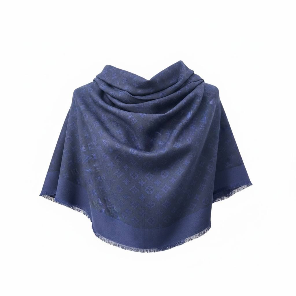 💙✨ Louis Vuitton Navy Blue Monogram Scarf – Elegant Luxury Essential 🧣🔥