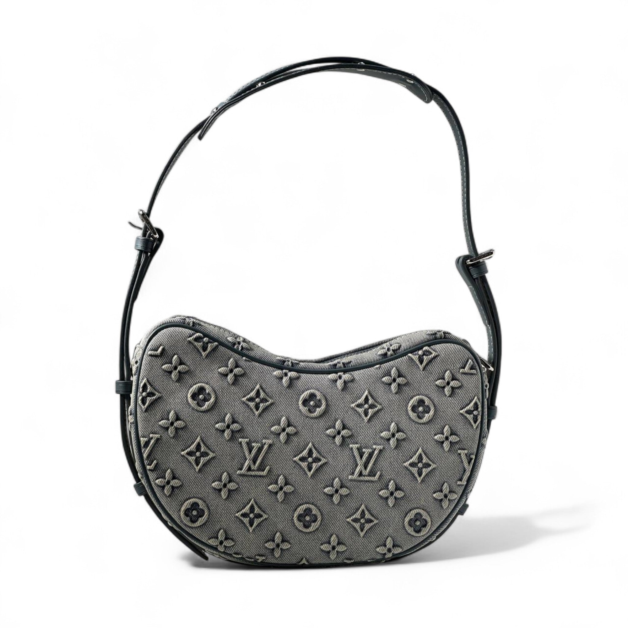 Louis Vuitton Utility Sling Set โ Grey Monogram Denim with Mini Pouch ๐๐ค