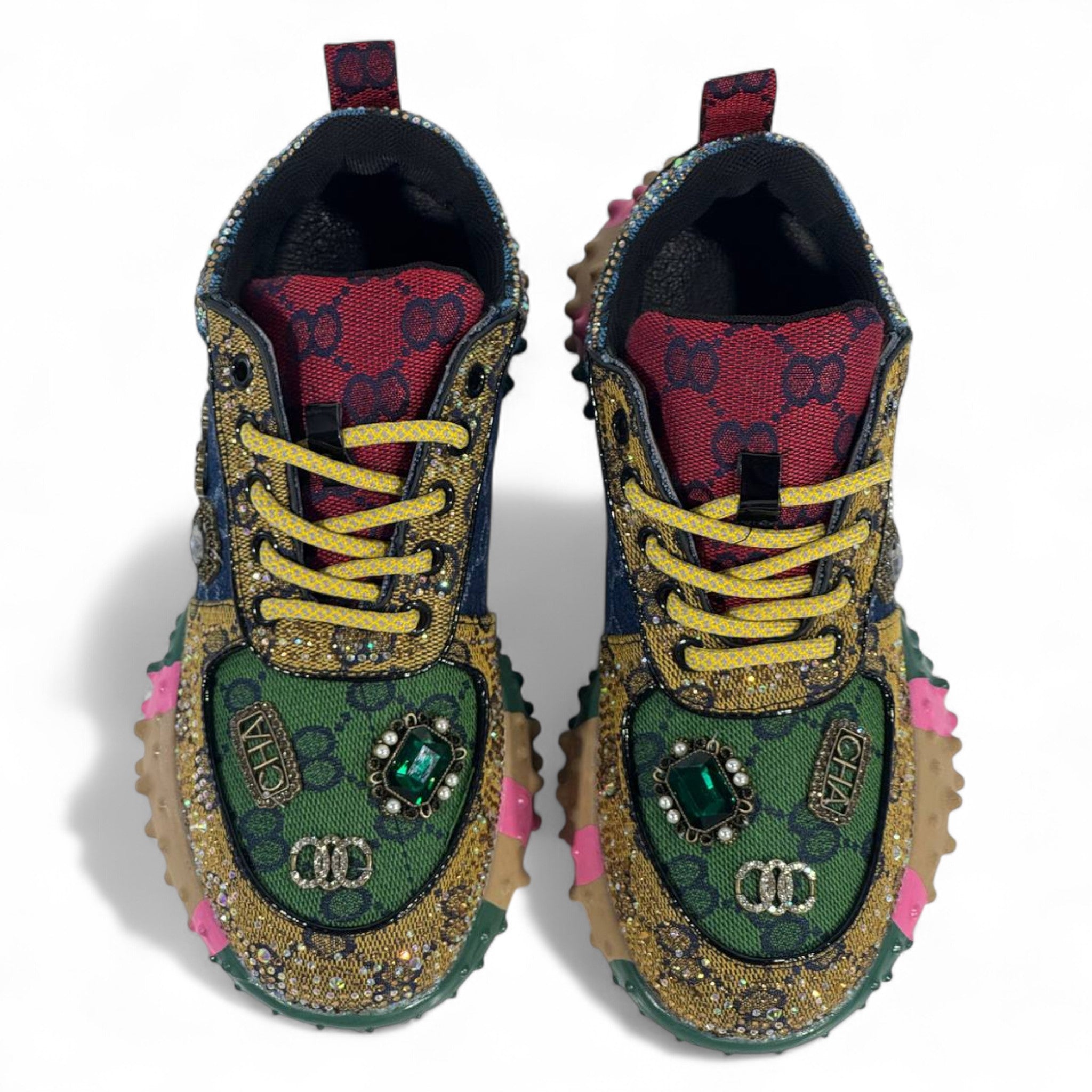 🌈 Gucci Multicolor Gem-Embellished Sneakers 👟💎 – Bold Luxury Streetwear