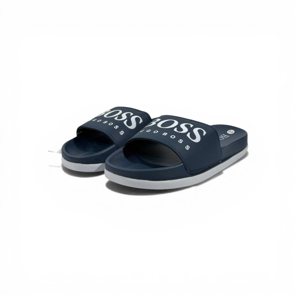 🔵 Hugo Boss Slides – Navy Blue Signature Edition 💎🩴