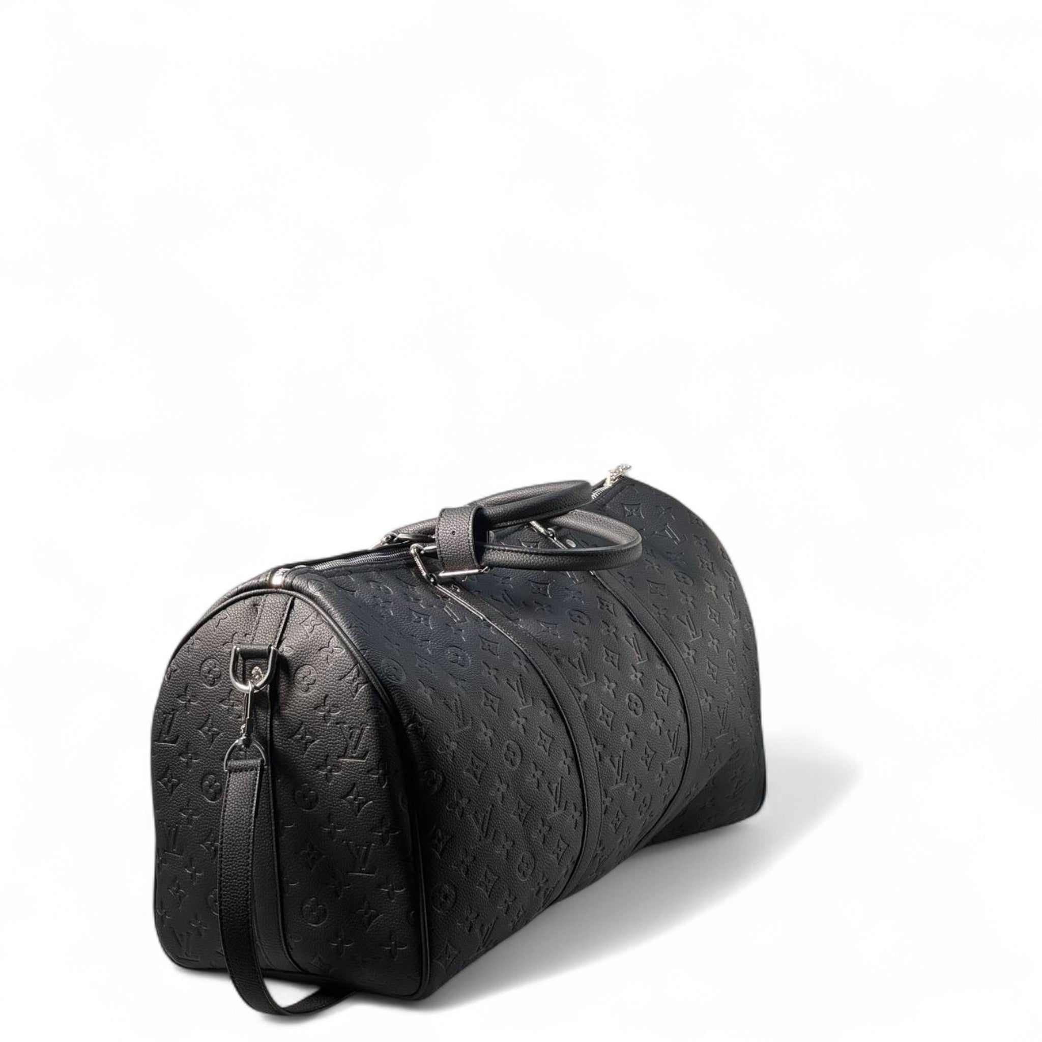 Louis Vuitton Black Embossed Keepall Bag with Colorful Floral Accents πΌπ€