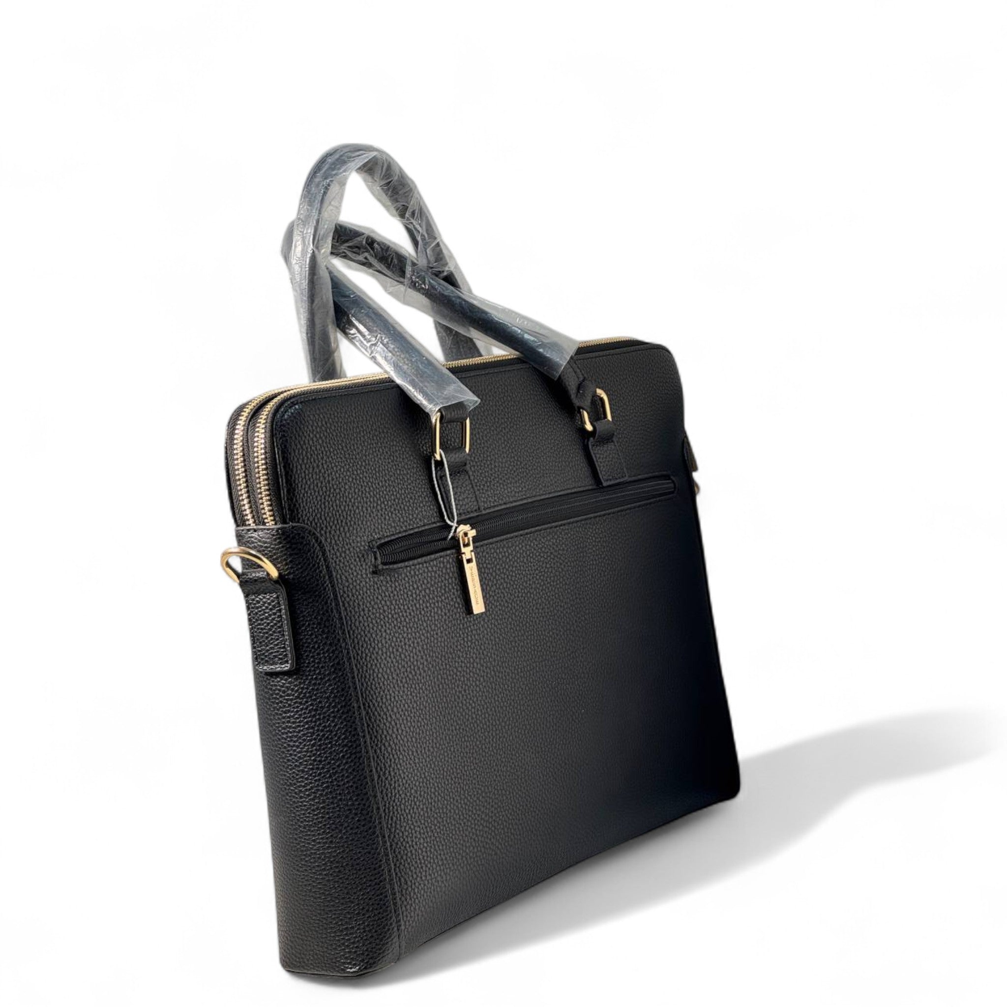 Versace Black Embossed Leather Briefcase with Gold Medusa Logo π€π§³