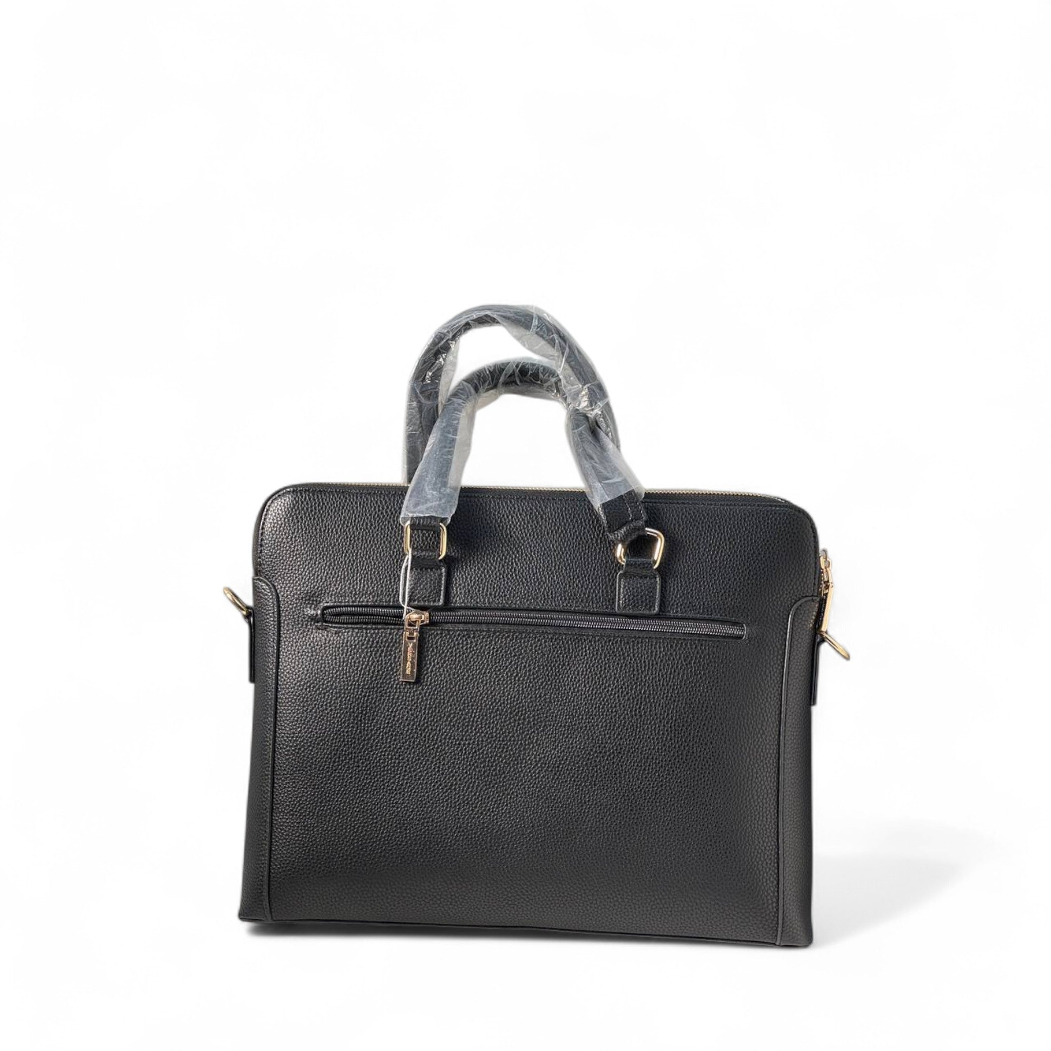 Versace Black Embossed Leather Briefcase with Gold Medusa Logo π€π§³