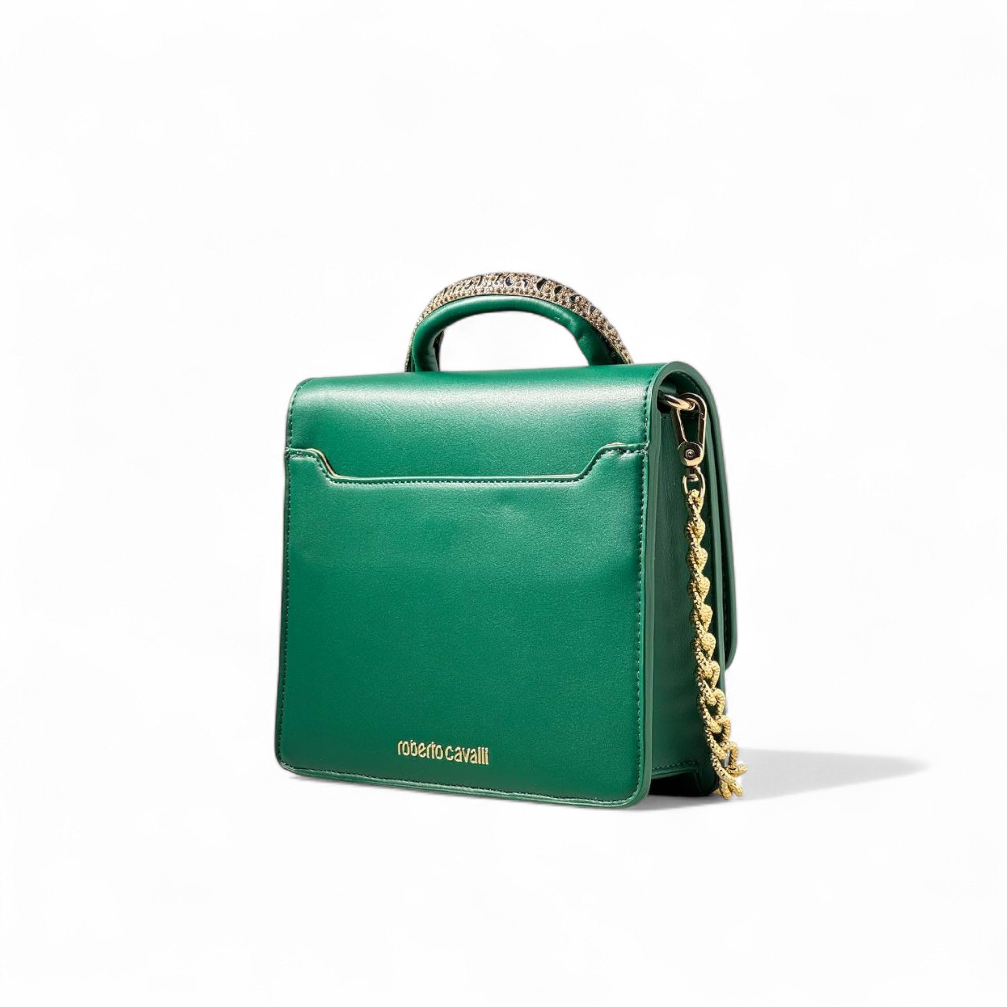 š
Roberto Cavalli Green Tiger Handle Bag ā Jeweled Top Handle & Gold Chain | Iconic Italian Luxur