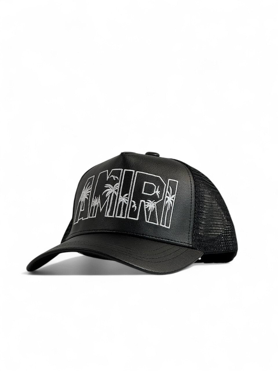 Amiri Black Trucker Cap π΄β¨ | Palm Tree Embroidery | Luxury Streetwear Hat π€