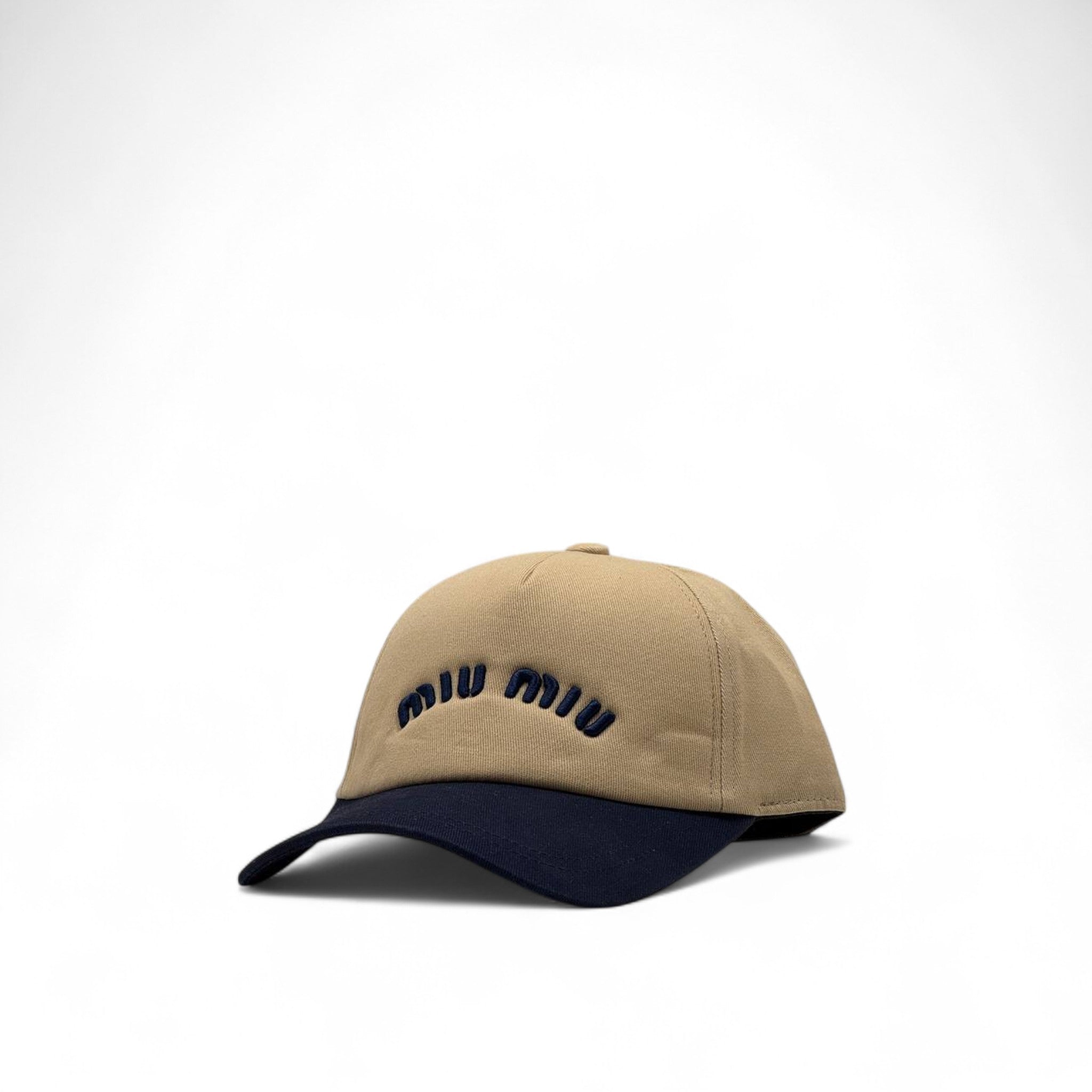 Miu Miu Beige & Navy Cap 🟤🔵 – Understated Icon