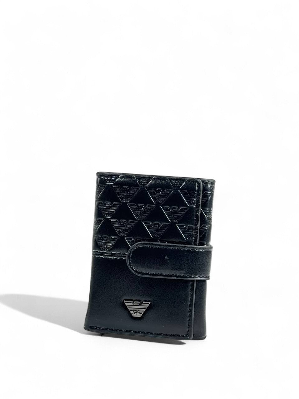 Emporio Armani Black Leather Wallet β Eagle Monogram Design
