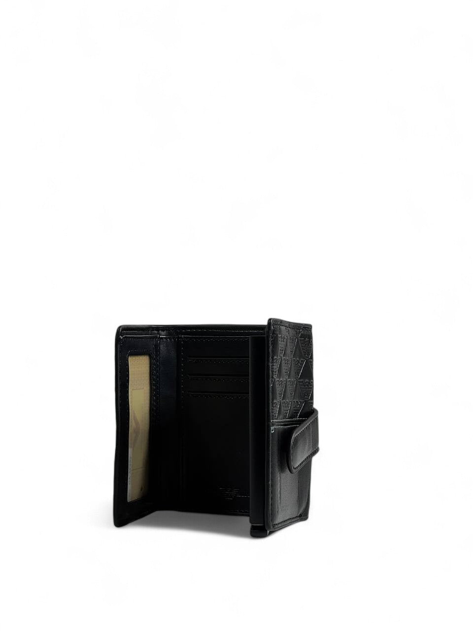 Emporio Armani Black Leather Wallet β Eagle Monogram Design