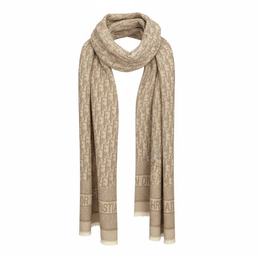 🧣 Dior Beige Oblique Monogram Scarf – Iconic Parisian Elegance ✨