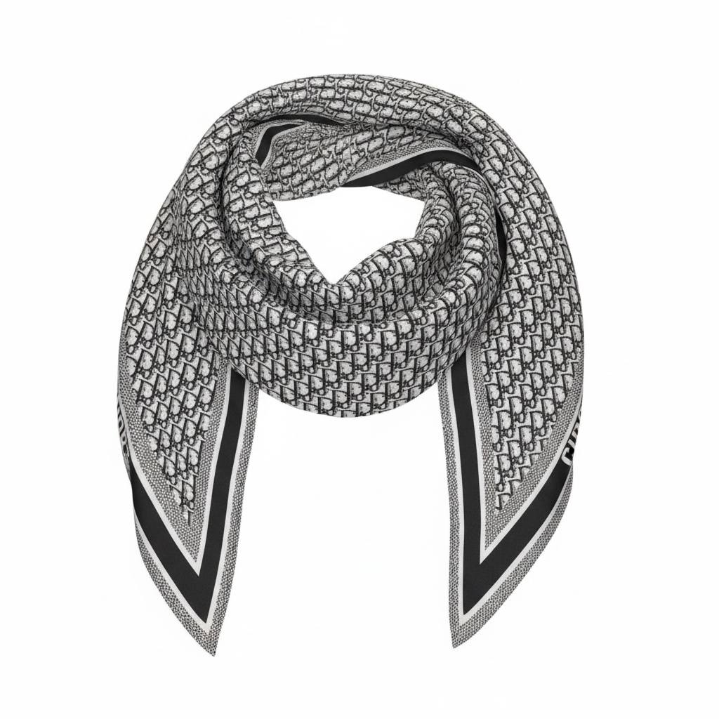 🧣 Dior Oblique Black & White Monogram Scarf – Modern Elegance & Iconic Style ✨