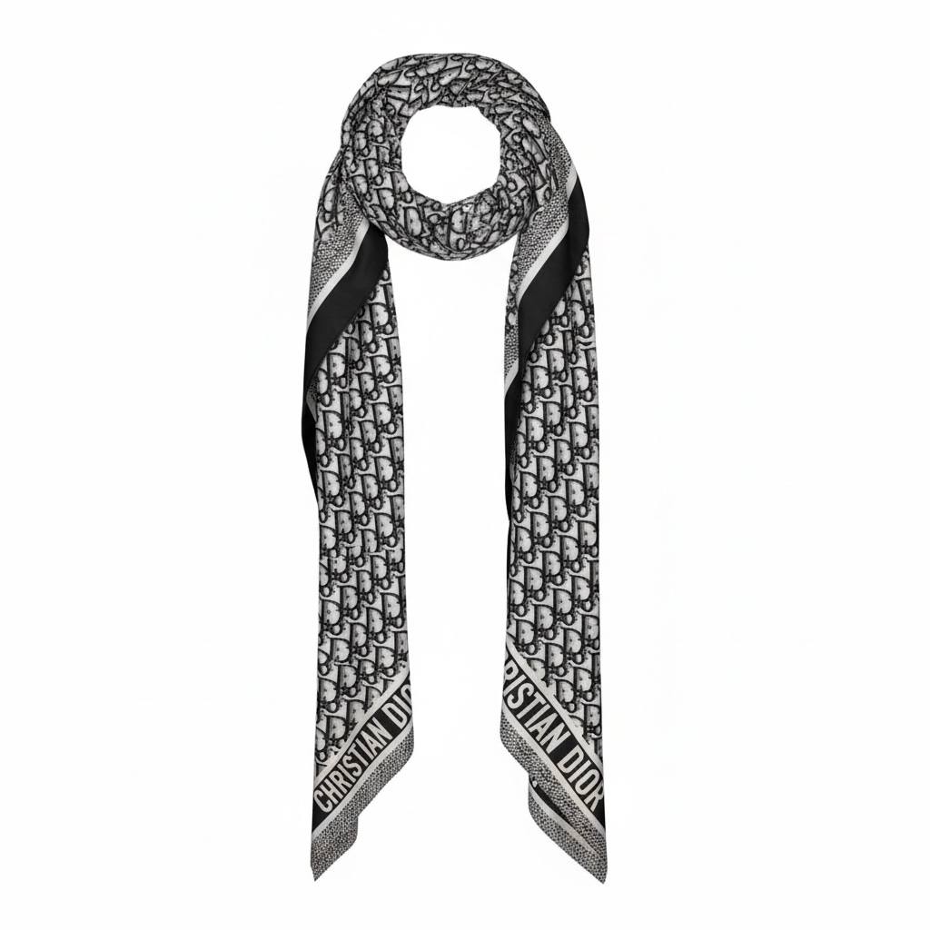 🧣 Dior Oblique Black & White Monogram Scarf – Modern Elegance & Iconic Style ✨