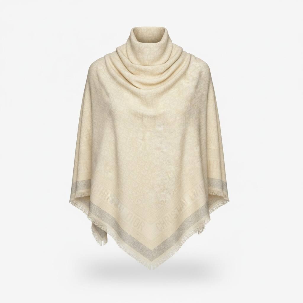 🧣 Dior Ivory Draped Poncho Scarf – Timeless Elegance & Parisian Luxury ✨