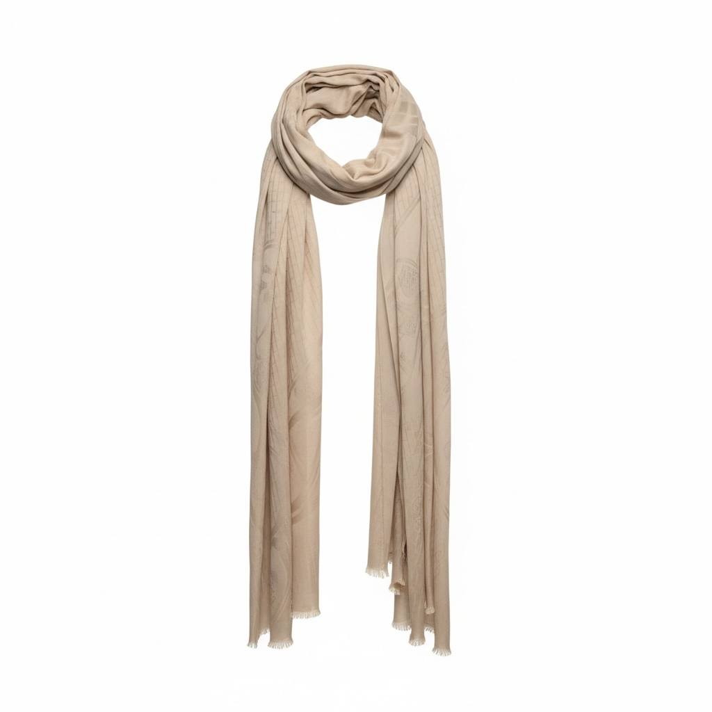 🧣 Hermès Beige Signature Scarf – Understated Luxury & Timeless Elegance ✨