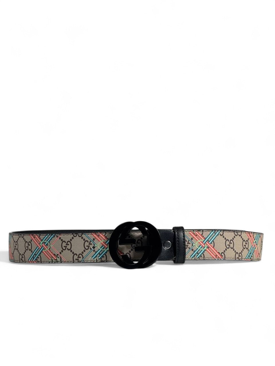 π€ Gucci Style Pattern Belt β 115 cm | Black Round βGGβ Buckle πͺΆβ¨ | Trendy Designer Print π